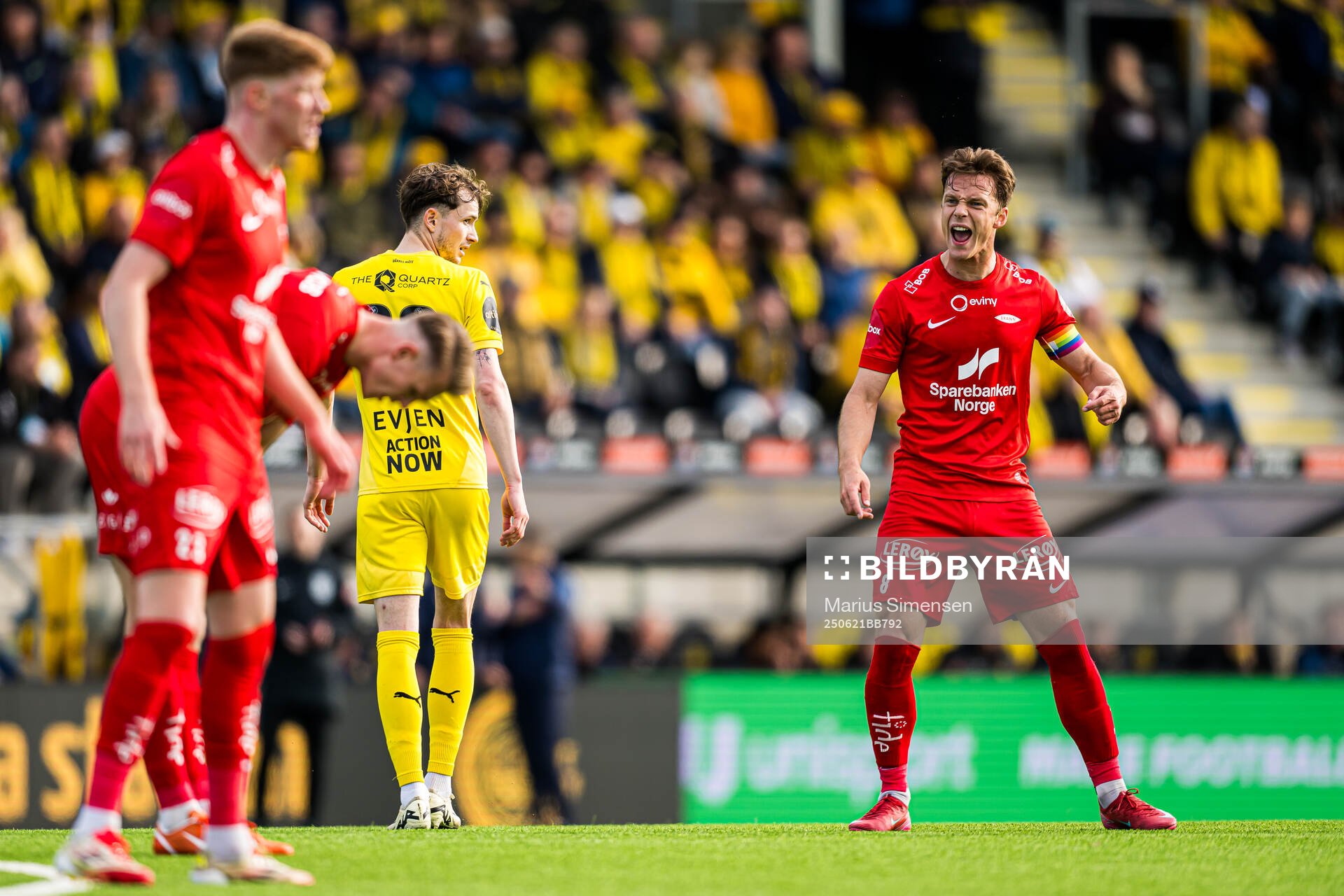 Felix Horn Myhre of Brann reacts