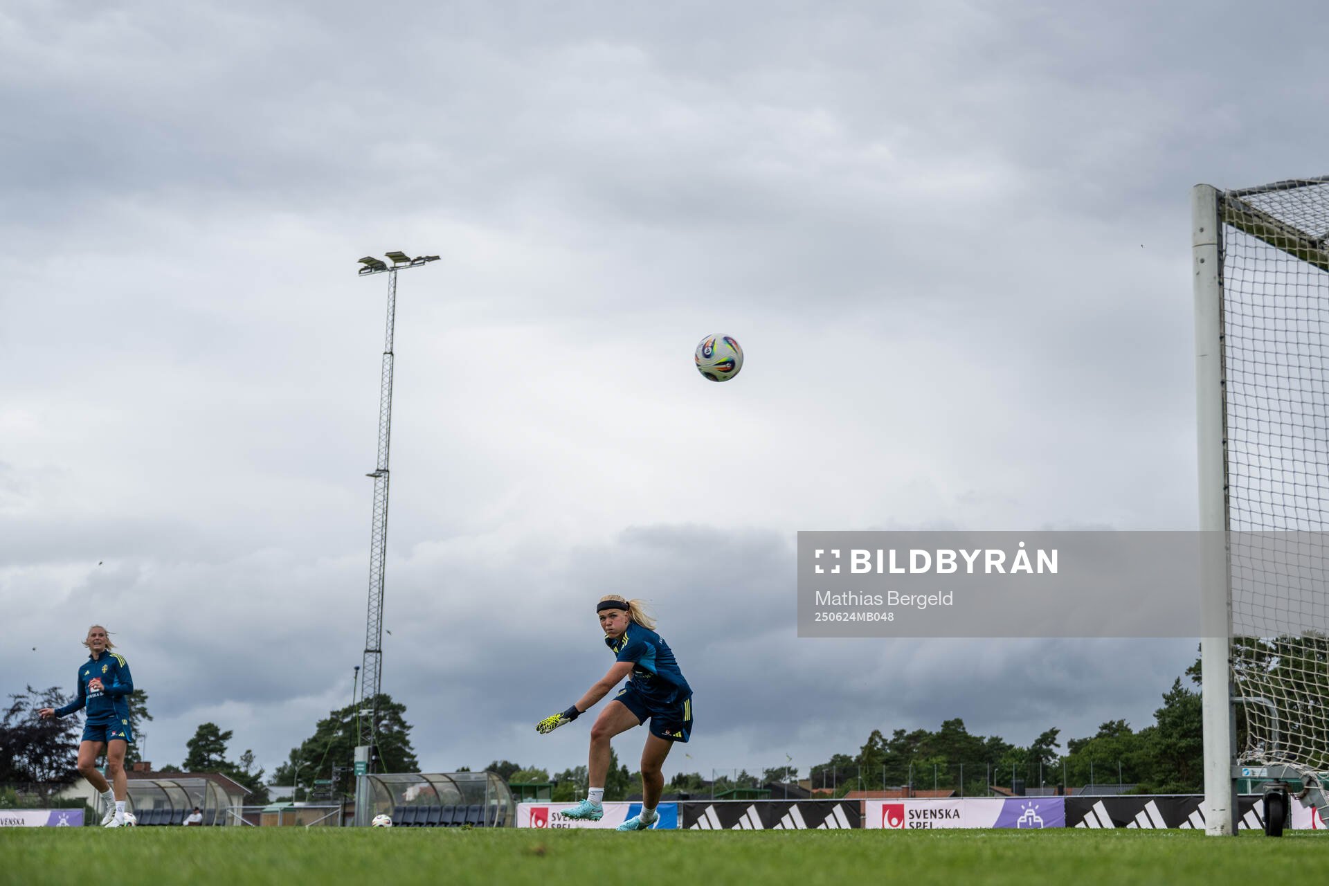 Stina Blackstenius and goalkeeper Emma Holmgren of the