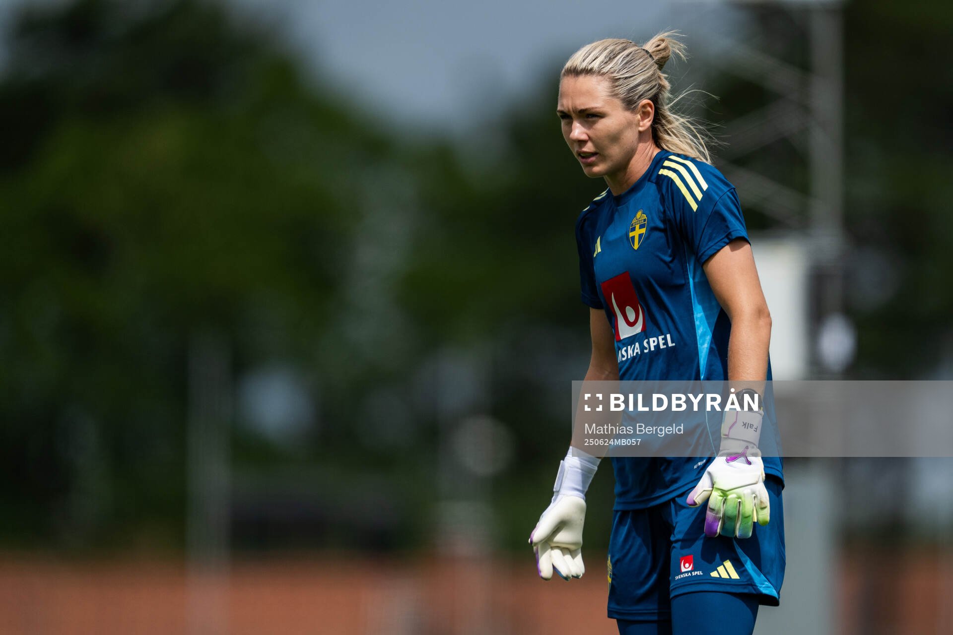 Goalkeeper Jennifer Falk of the Swedish women's national