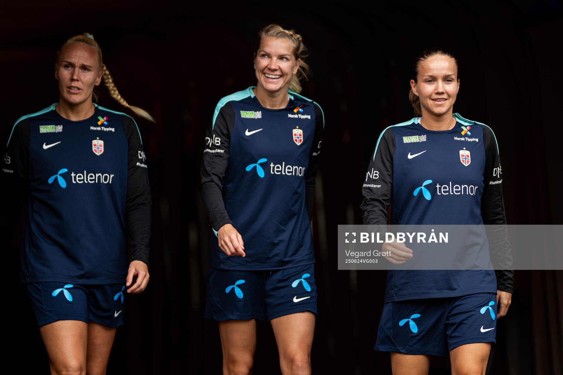Maria Thorisdottir, Ada Hegerberg and Guro Reiten of the