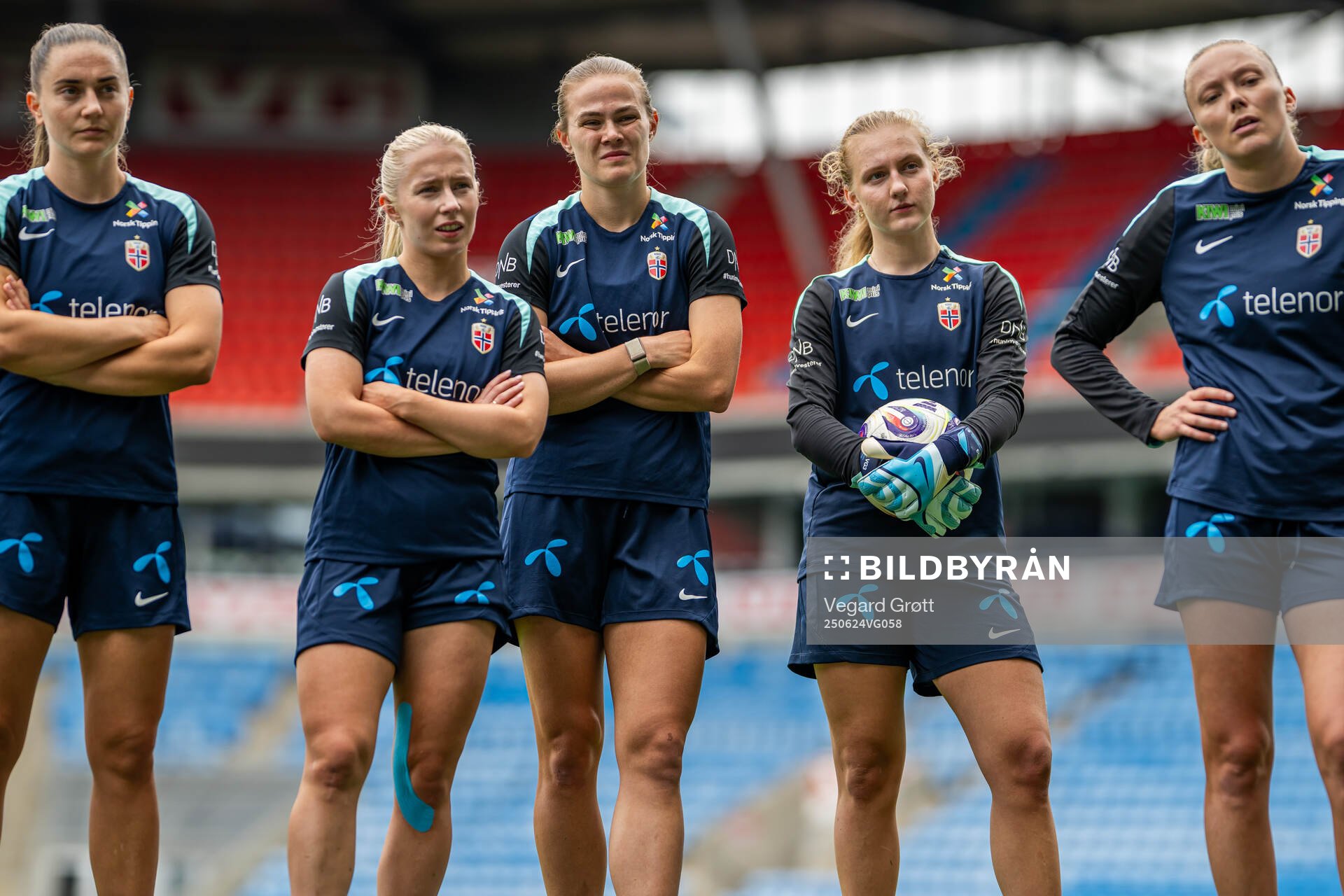 Thea Bjelde, Marthine Østenstad and goalkeeper Sunniva
