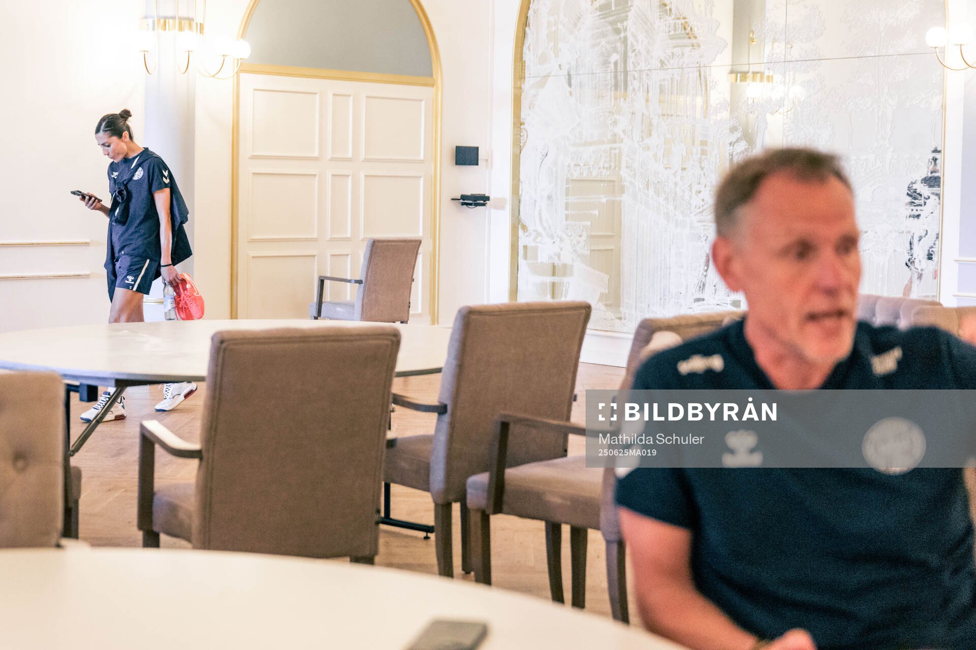 Nadia Nadim and head coach Andreé Jeglertz of the Danish