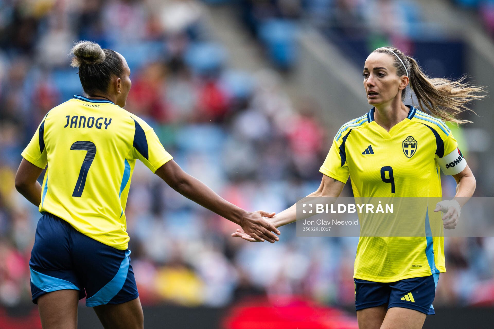Madelen Janogy and Kosovare Asllani of Sweden