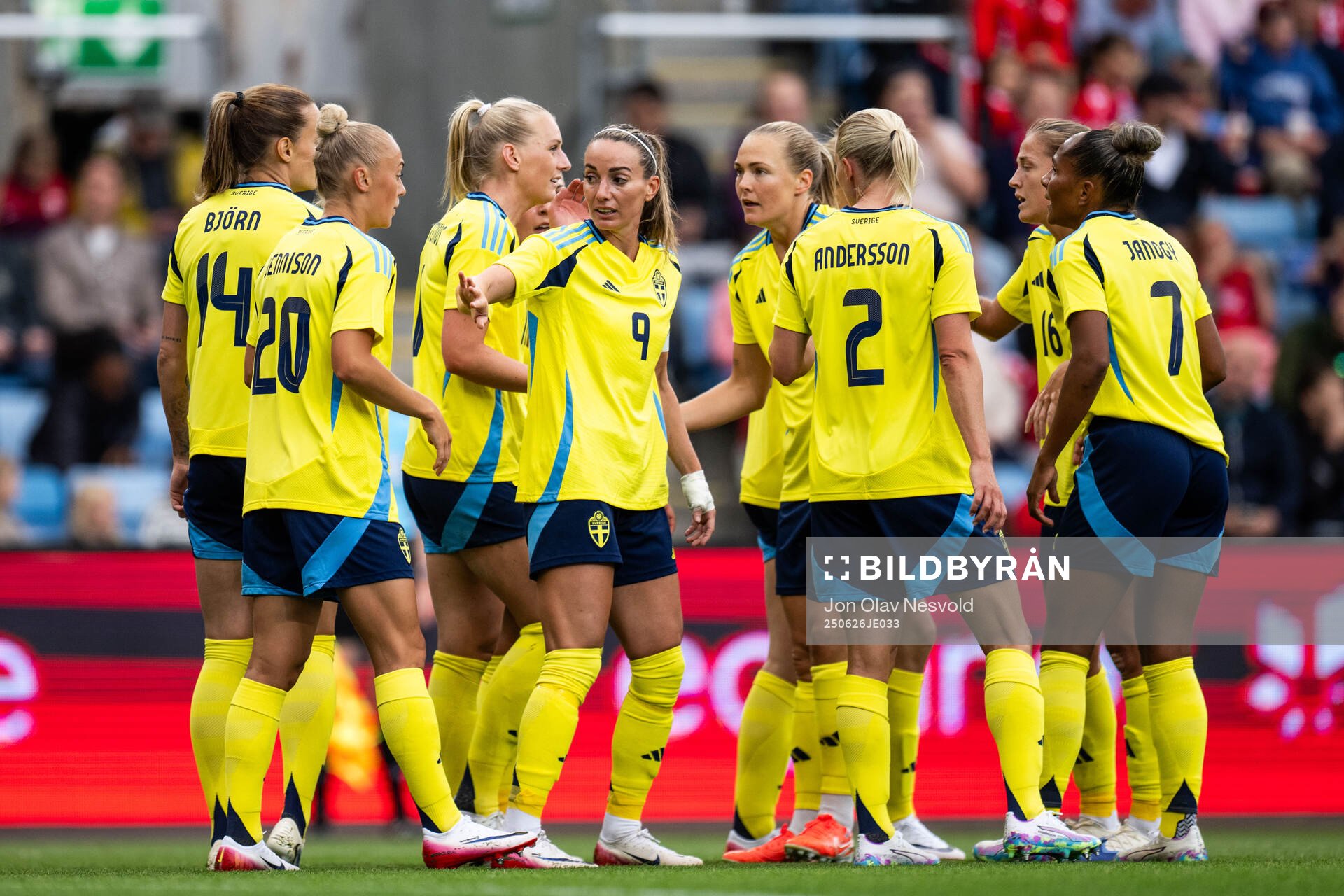 Stina Blackstenius of Sweden celebrates with team mates
