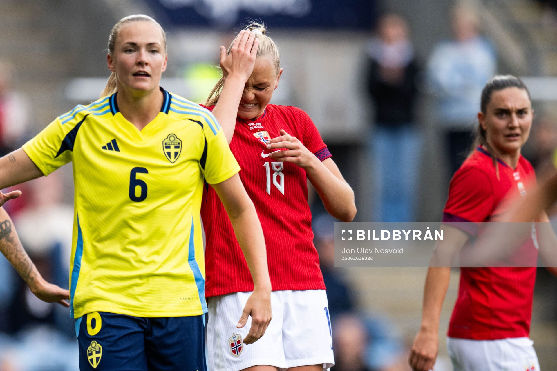 Frida Maanum of Norway in pain