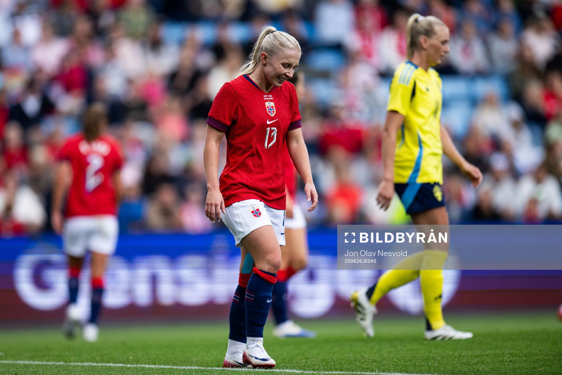 Thea Bjelde of Norway looks dejected