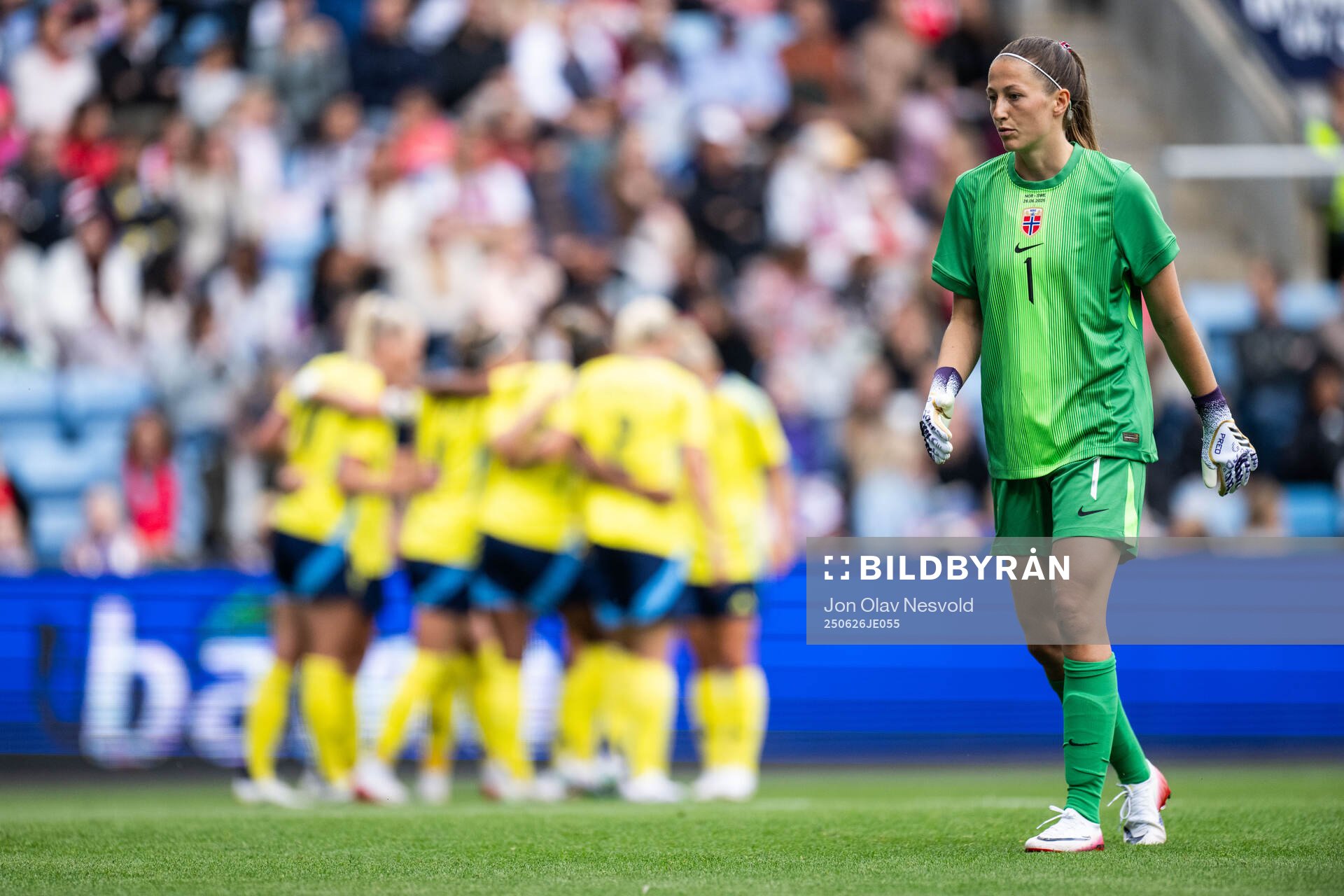 Goalkeeper Cecilie Fiskerstrand of Norway looks dejected