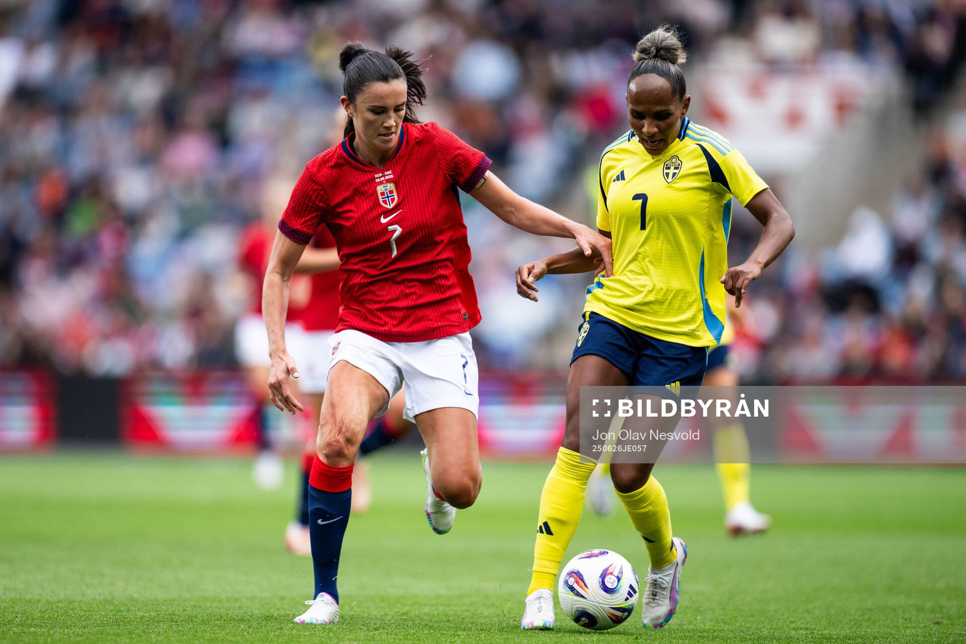 Ingrid Syrstad Engen of Norway and Madelen Janogy of Sweden