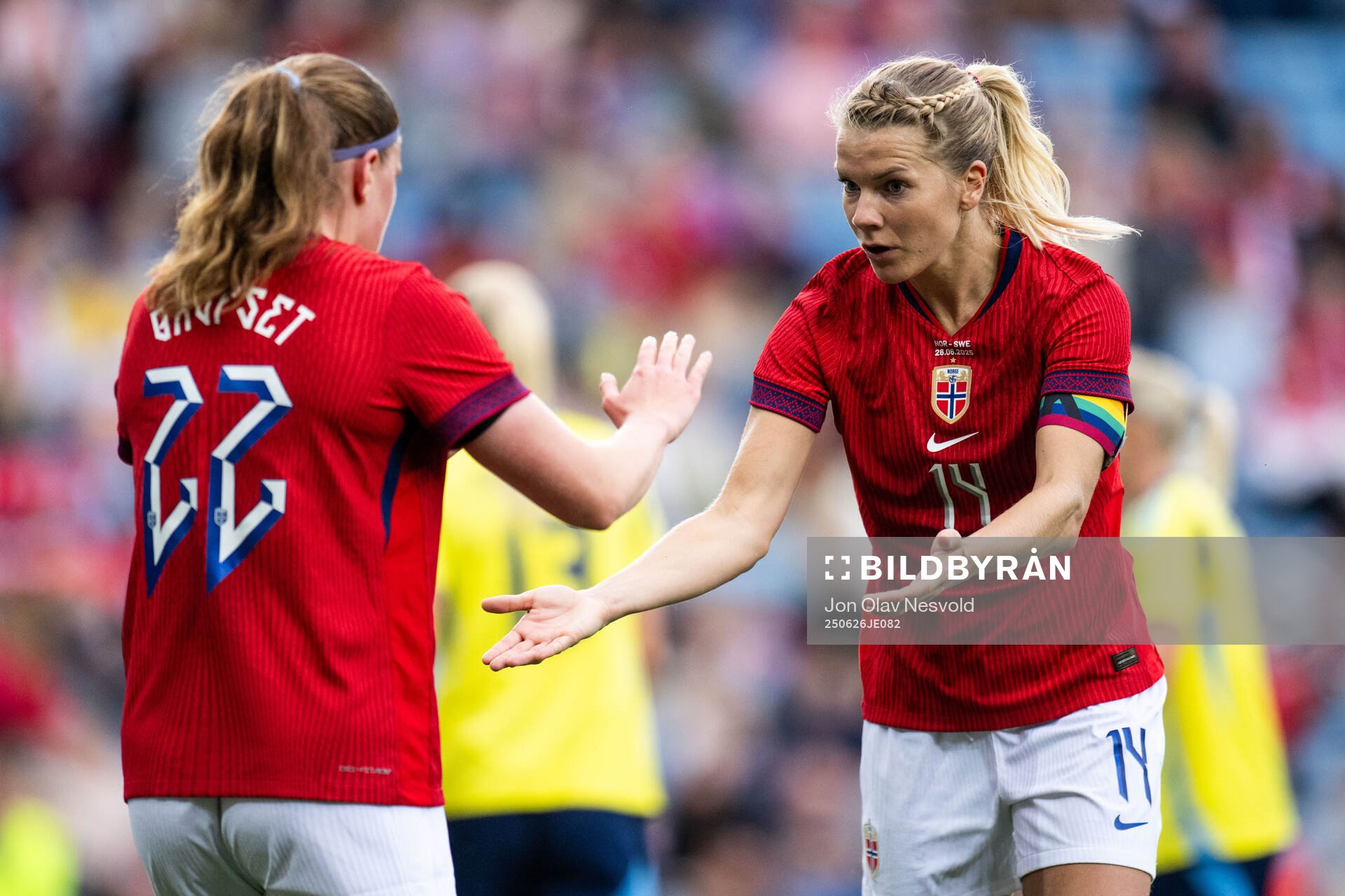 Signe Gaupset and Ada Hegerberg of Norway