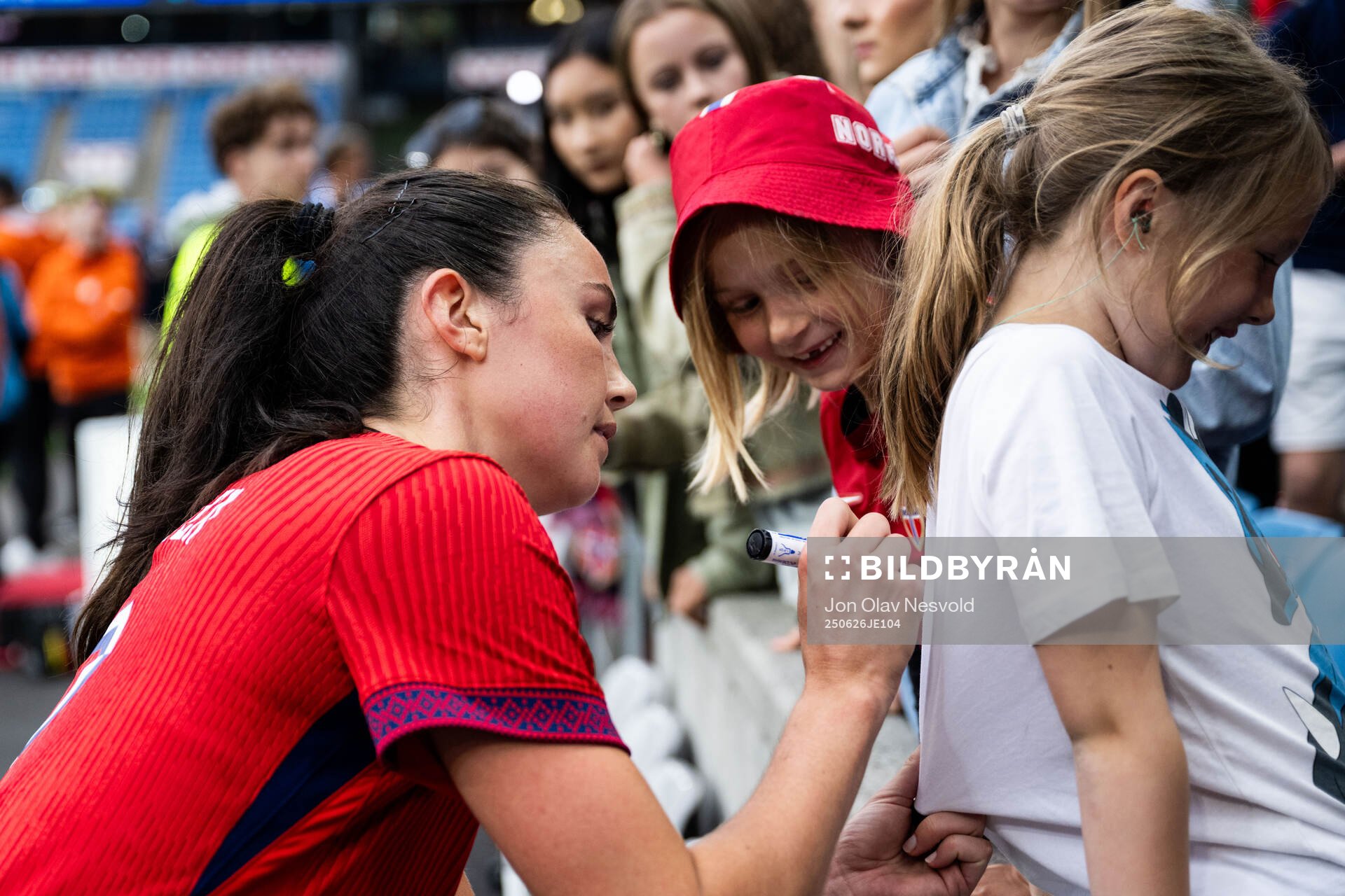 Ingrid Syrstad Engen of Norway with fans