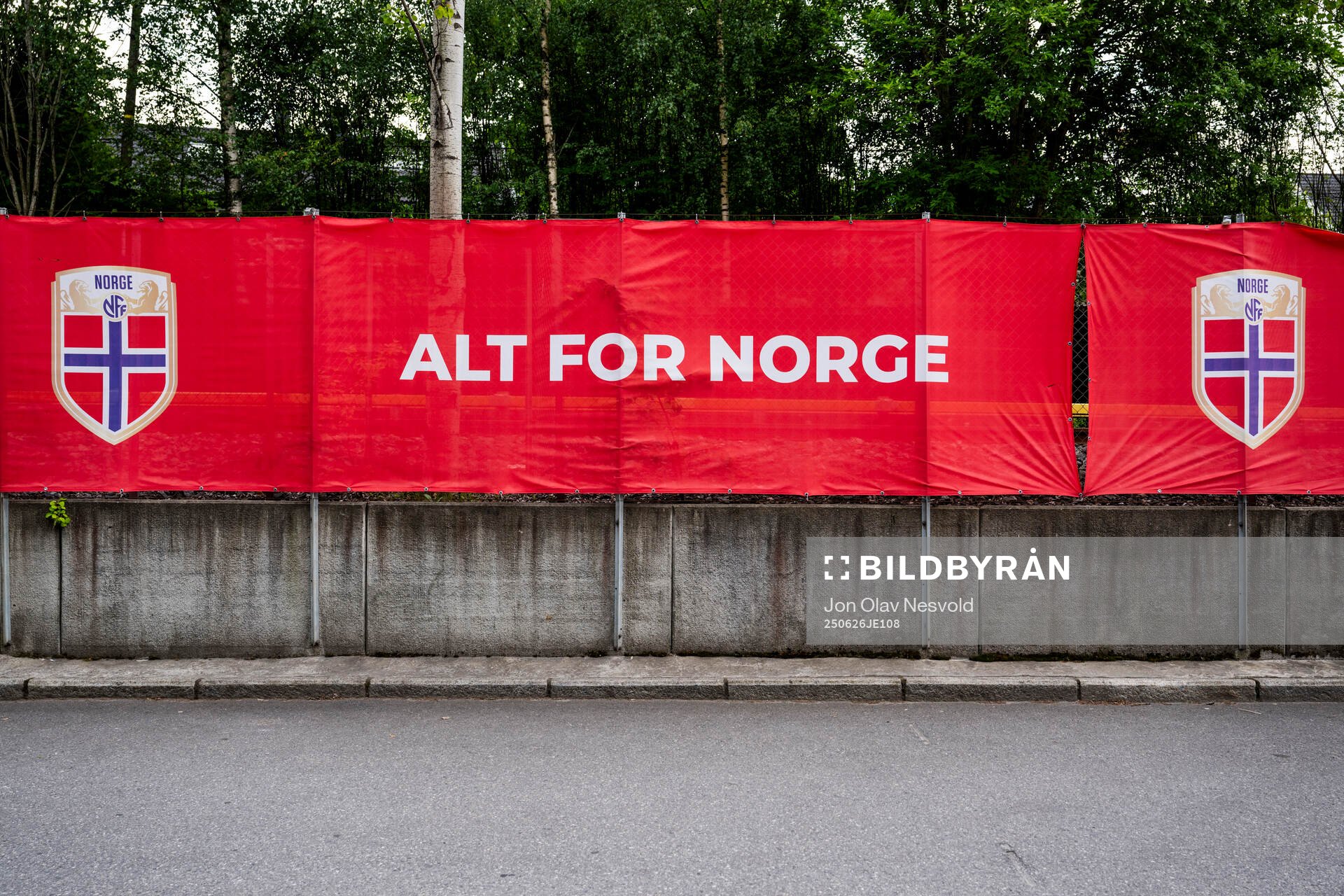 A banner outside of Ullevaal stadion