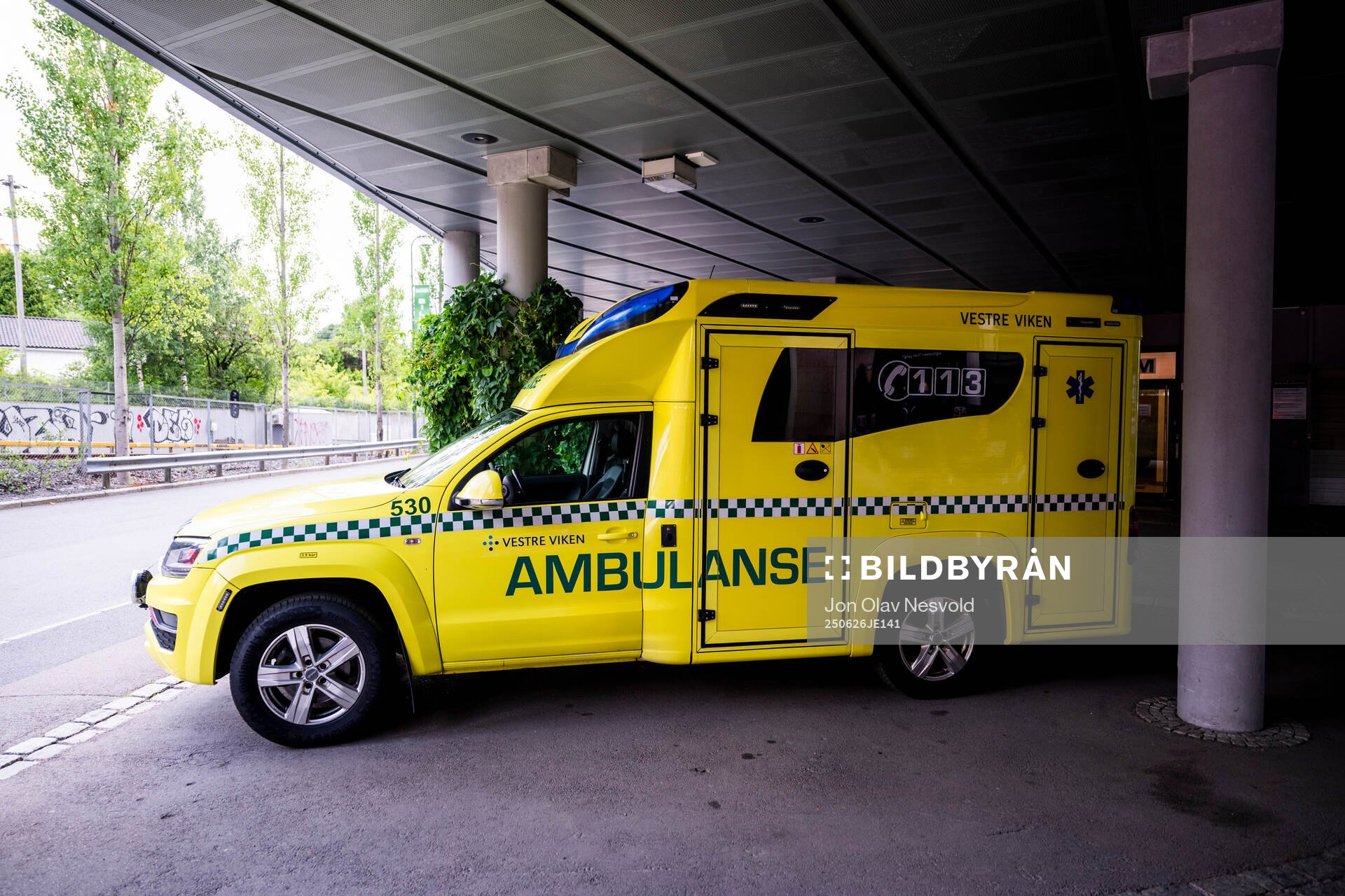 An ambulance outside of Ullevaal stadion