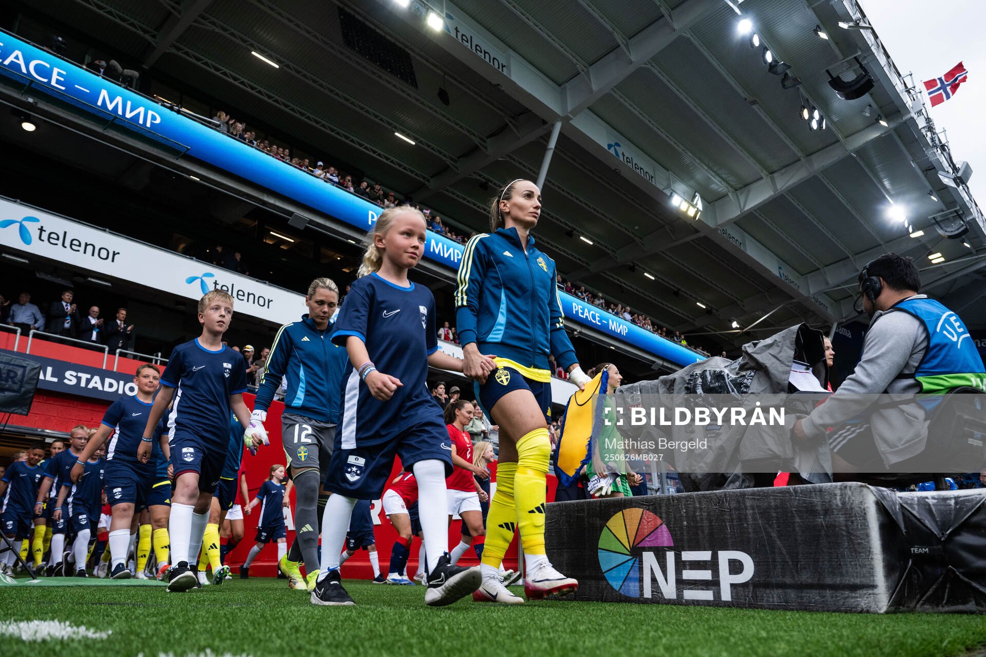 Goalkeeper Jennifer Falk and Kosovare Asllani of Sweden