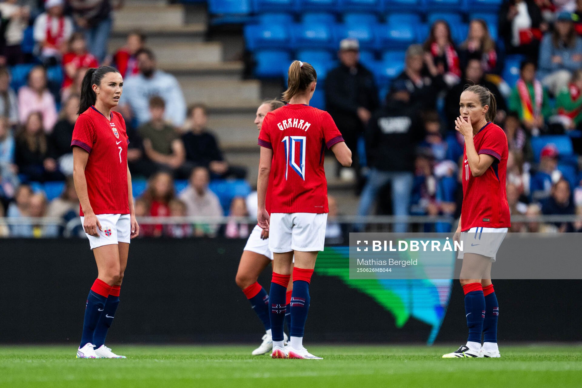Ingrid Syrstad Engen and Guro Reiten of Norway look dejected