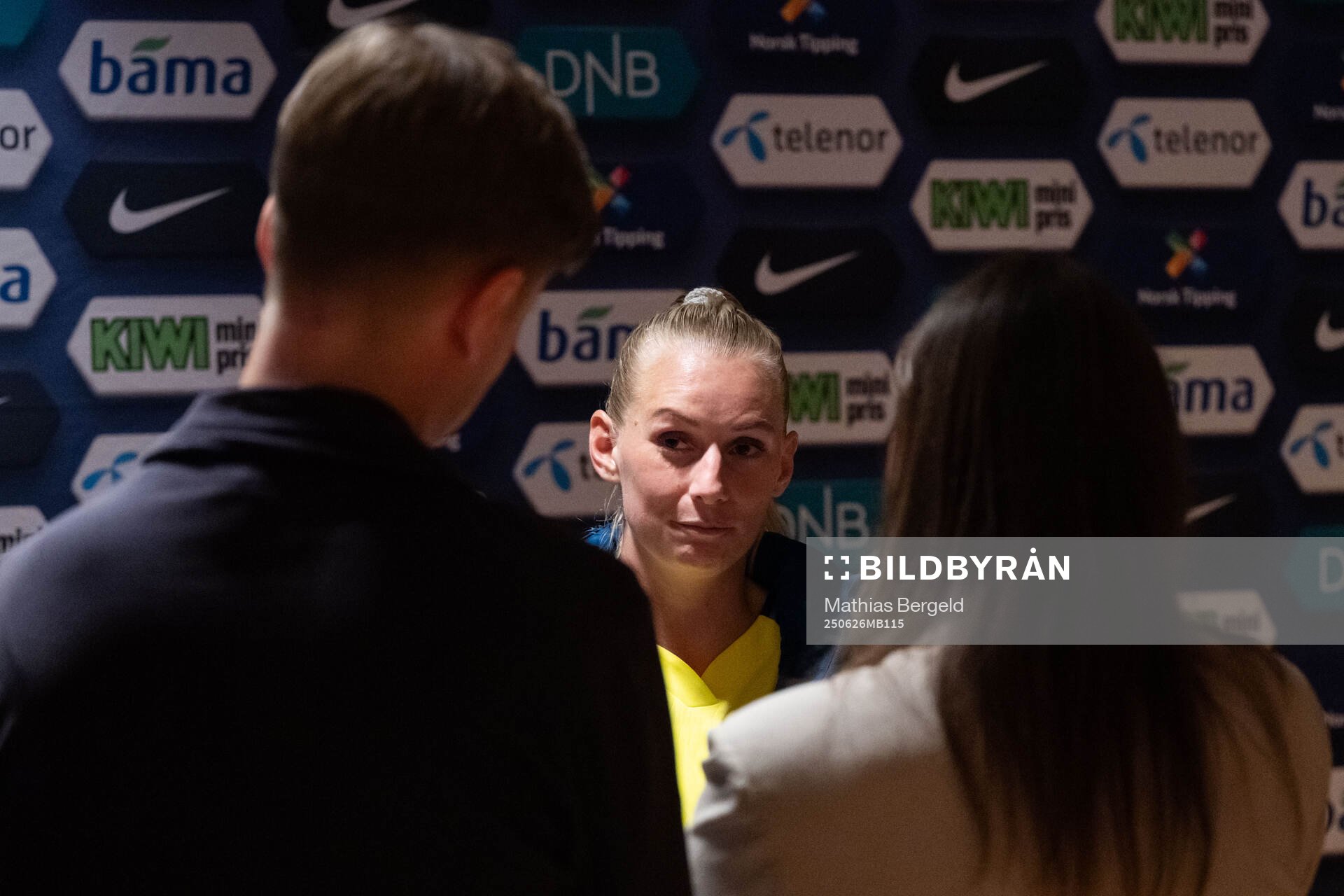 Stina Blackstenius of Sweden in mixed zone