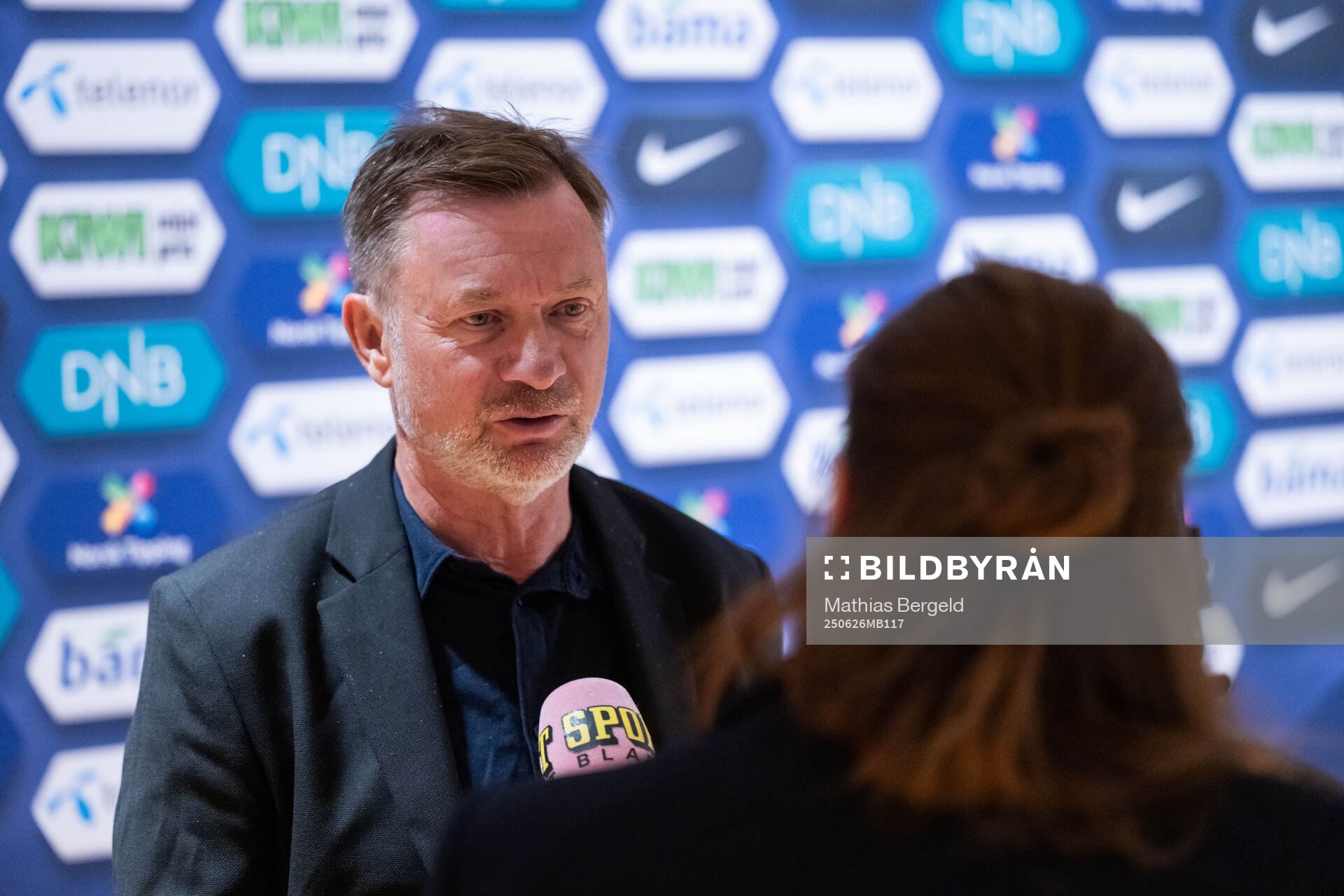 Head coach Peter Gerhardsson of Sweden in mixed zone