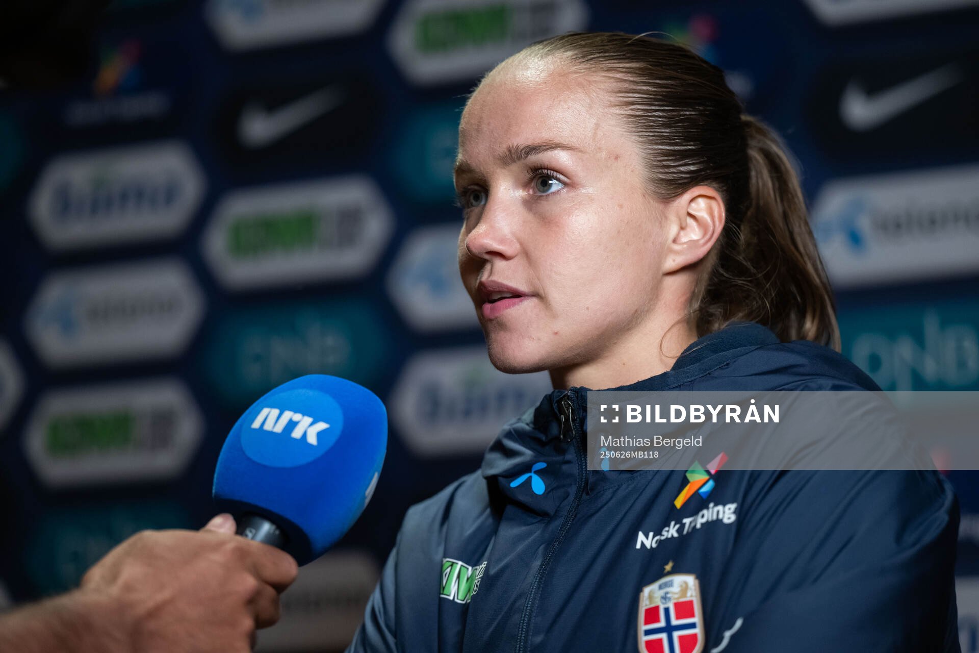 Guro Reiten of Norway in mixed zone