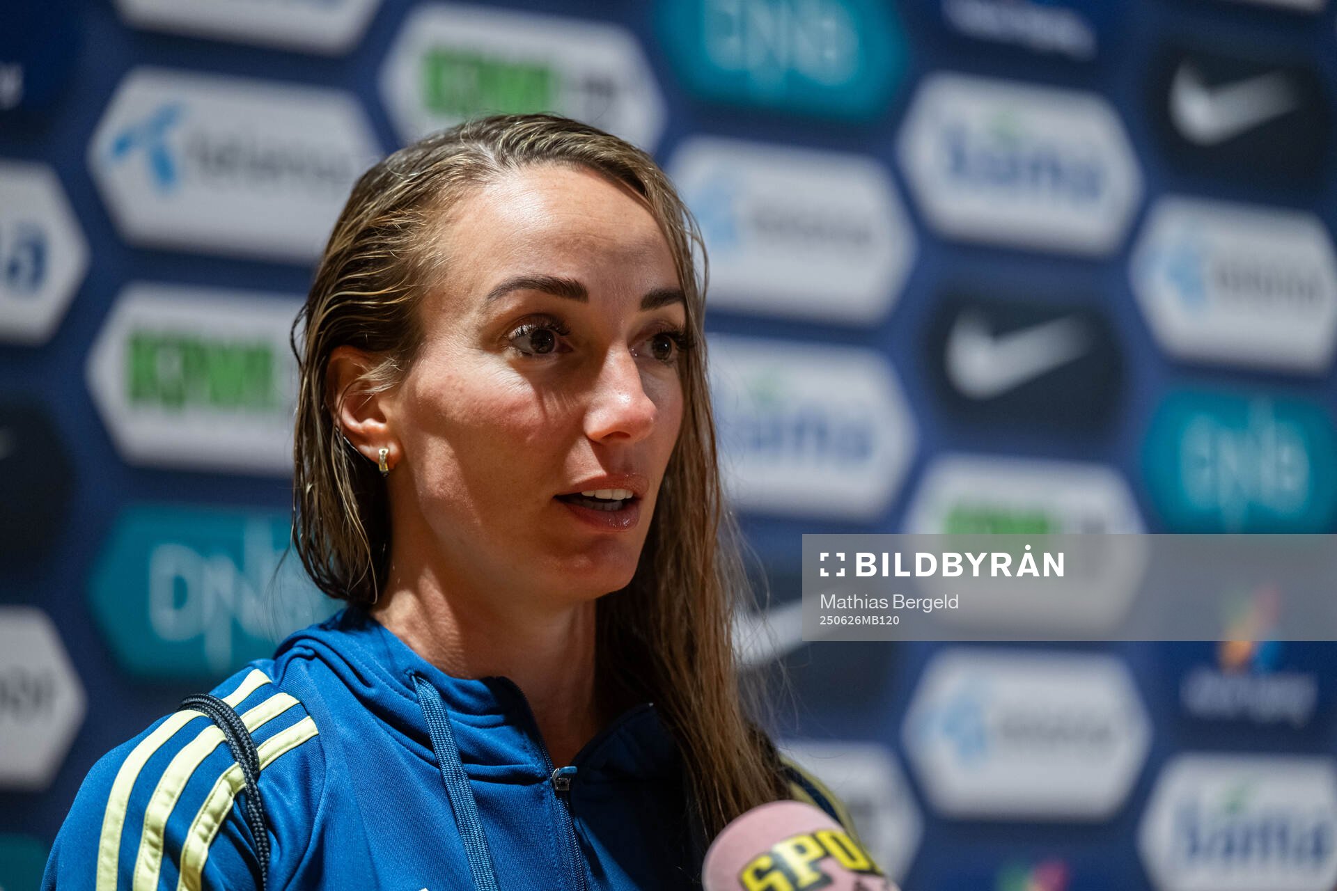 Kosovare Asllani of Sweden in mixed zone