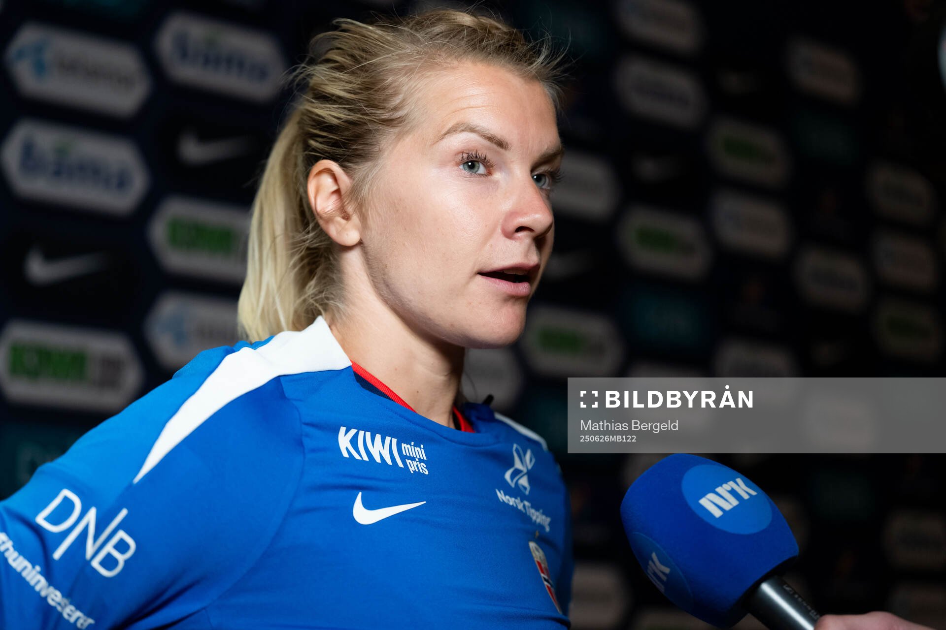 Ada Hegerberg of Norway in mixed zone