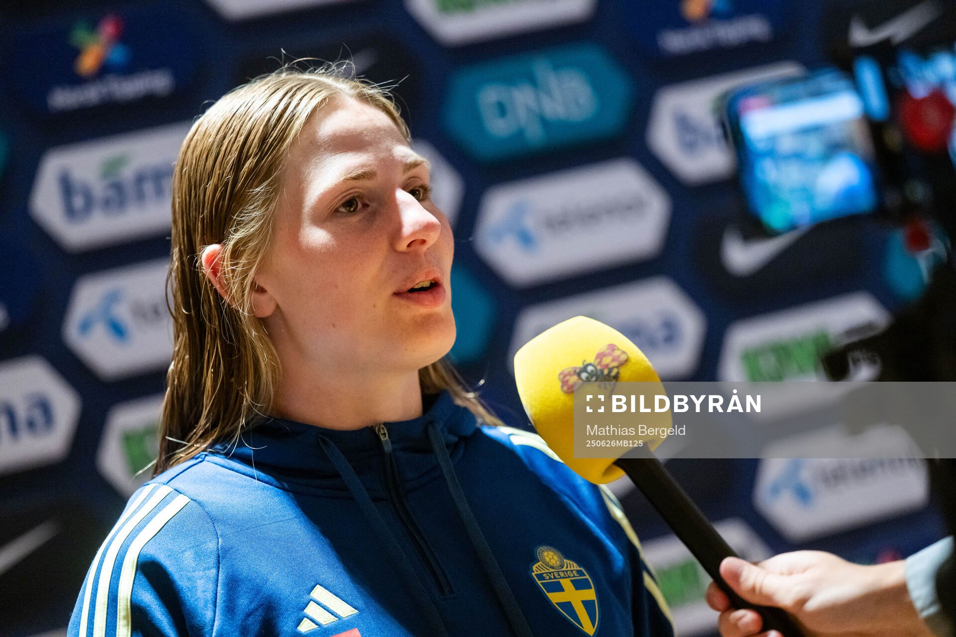 Goalkeeper Tove Enblom of Sweden in mixed zone