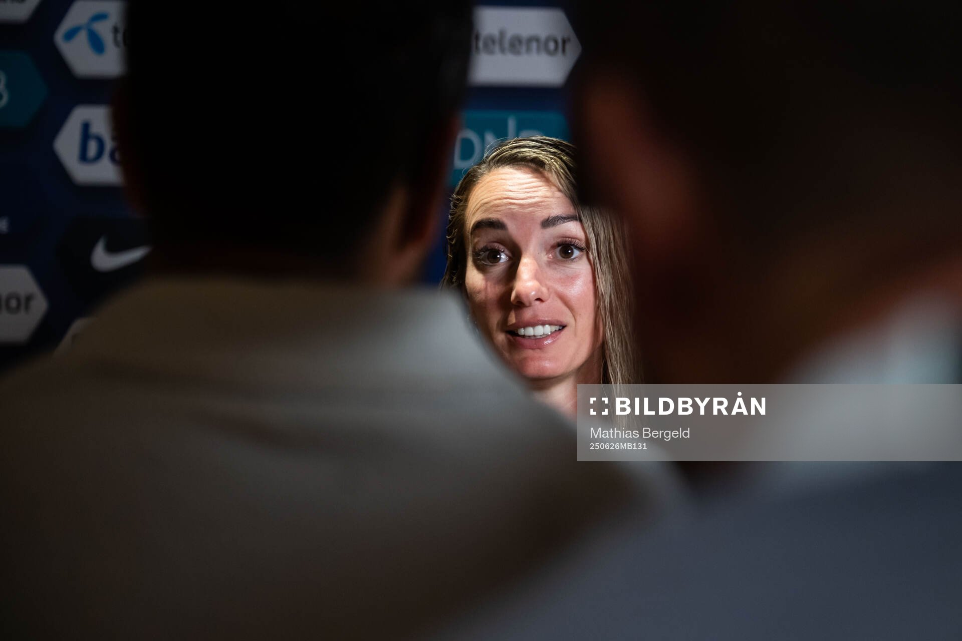 Kosovare Asllani of Sweden in mixed zone