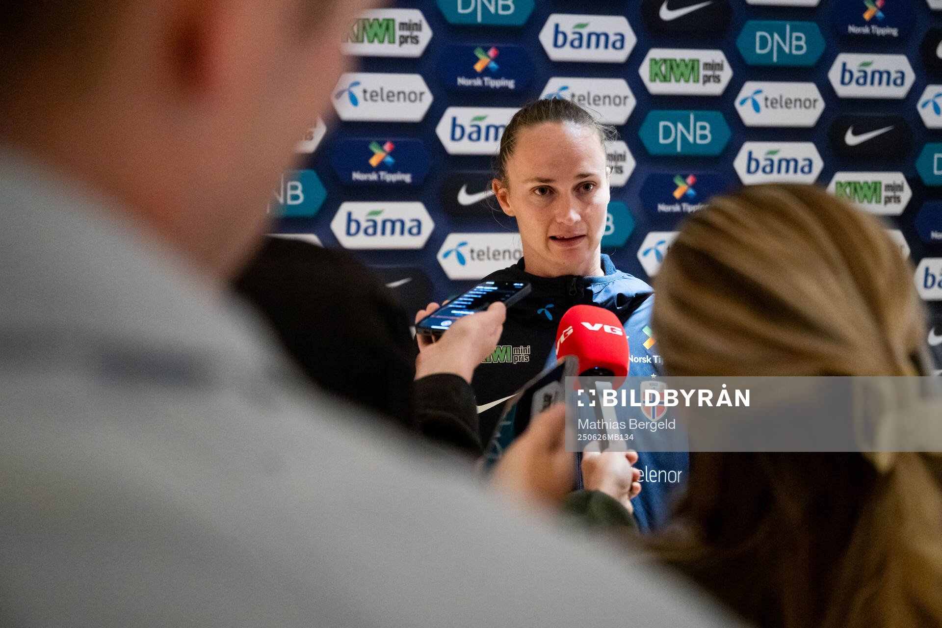 Caroline Graham Hansen of Norway in mixed zone