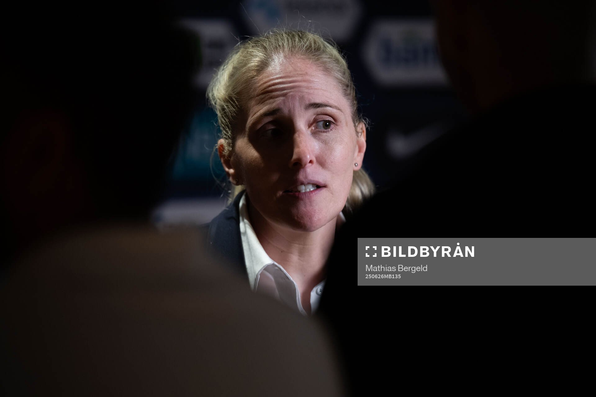 Head coach Gemma Grainger of Norway in mixed zone