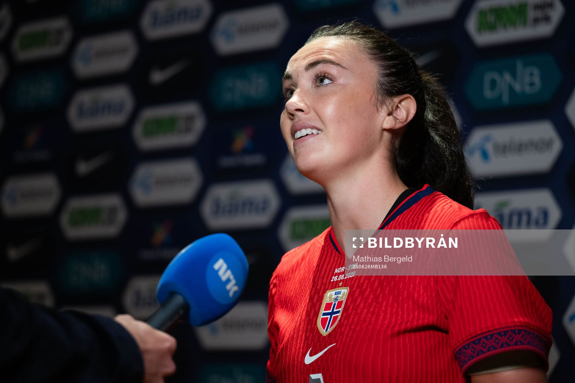 Ingrid Syrstad Engen of Norway in mixed zone