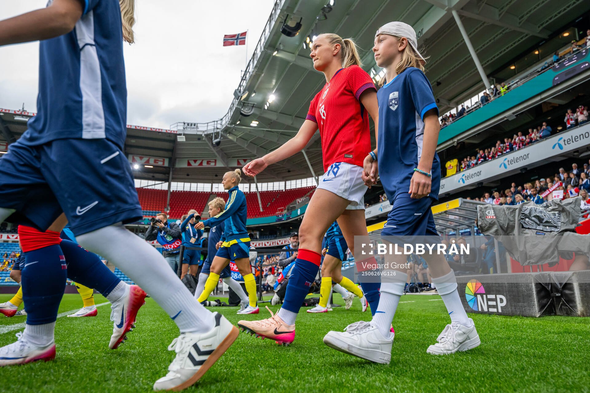 Frida Maanum of Norway enters the pitch