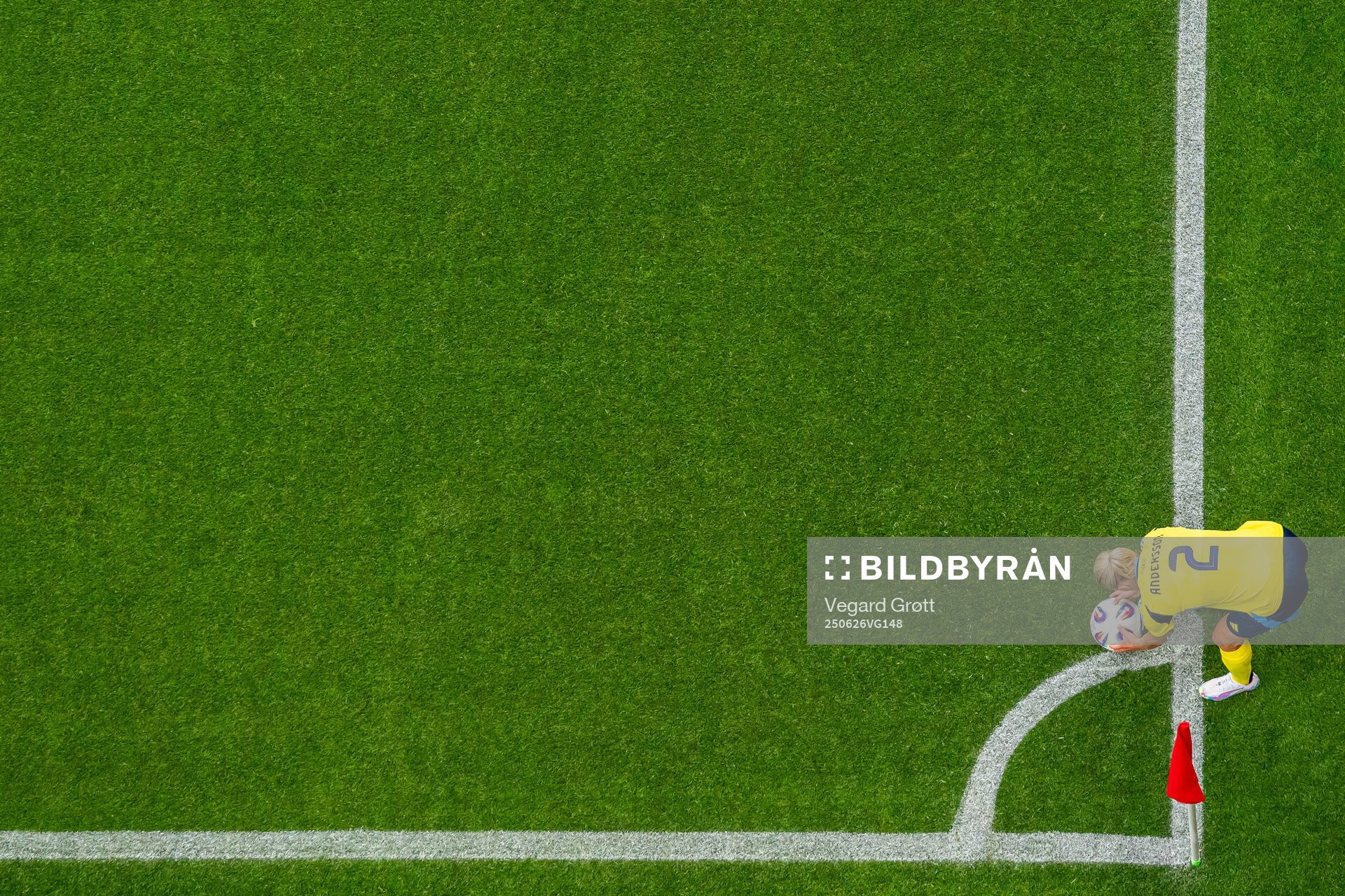 Jonna Andersson of Sweden prepares to take a corner kick