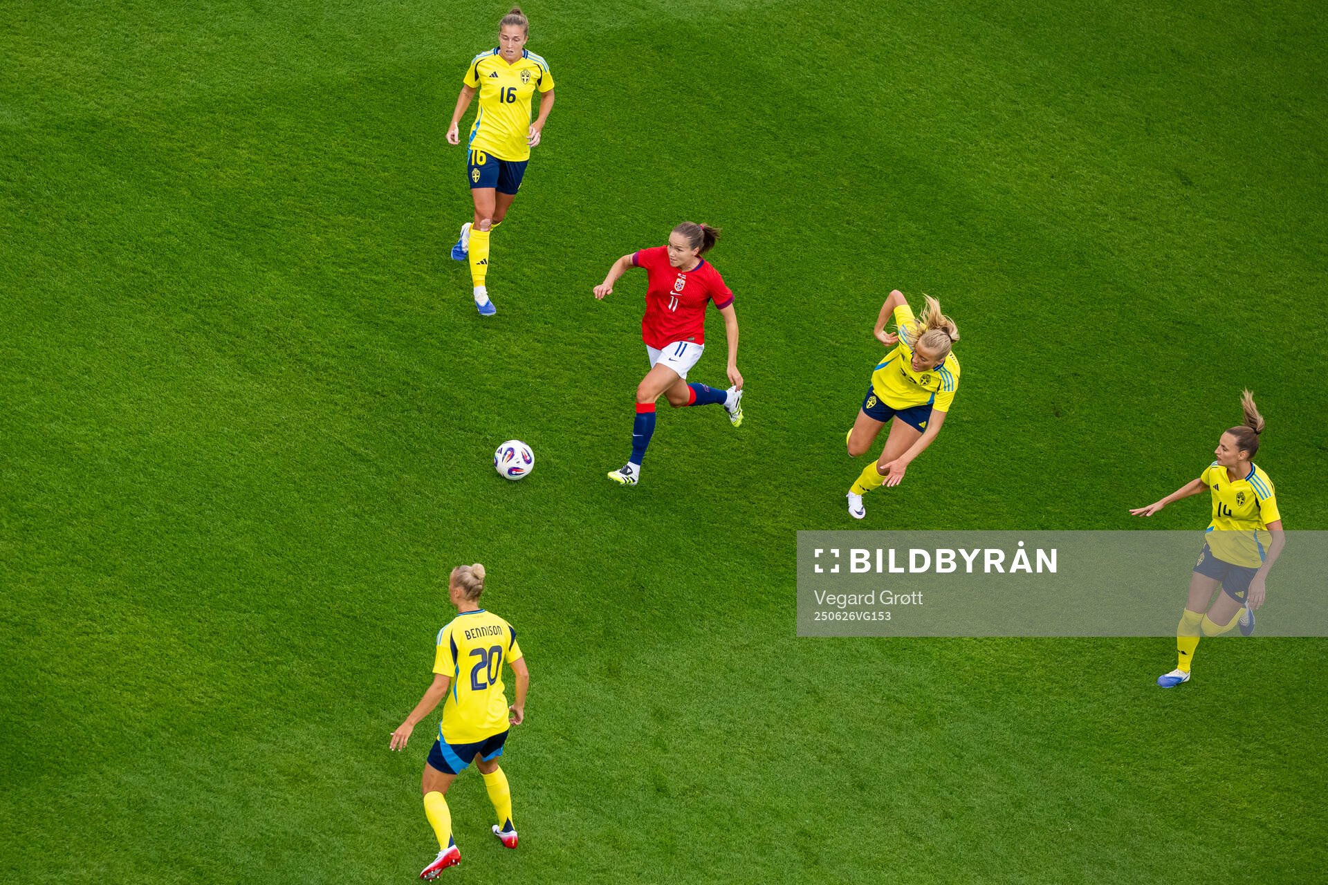 Guro Reiten of Norway in action against Hanna Bennison,