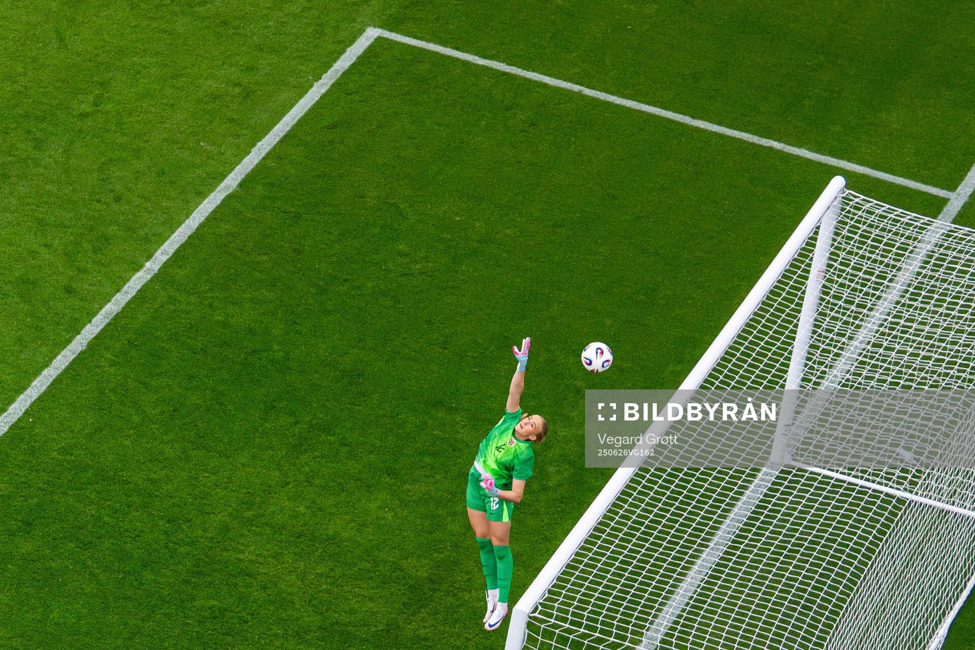 Goalkeeper Selma Panengstuen of Norway makes a save