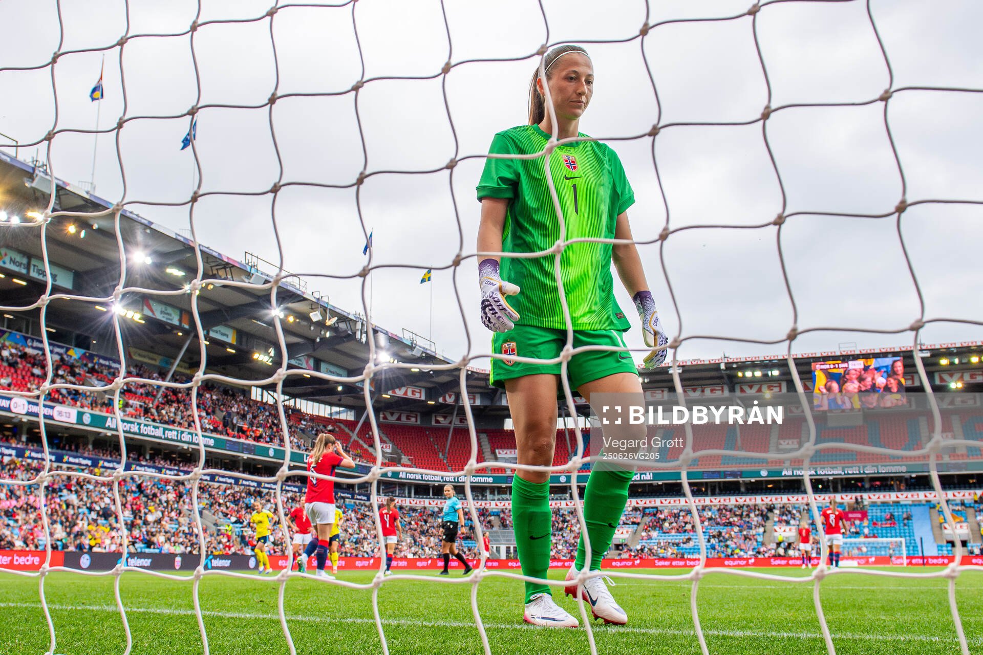 Goalkeeper Cecilie Fiskerstrand of Norway looks dejected