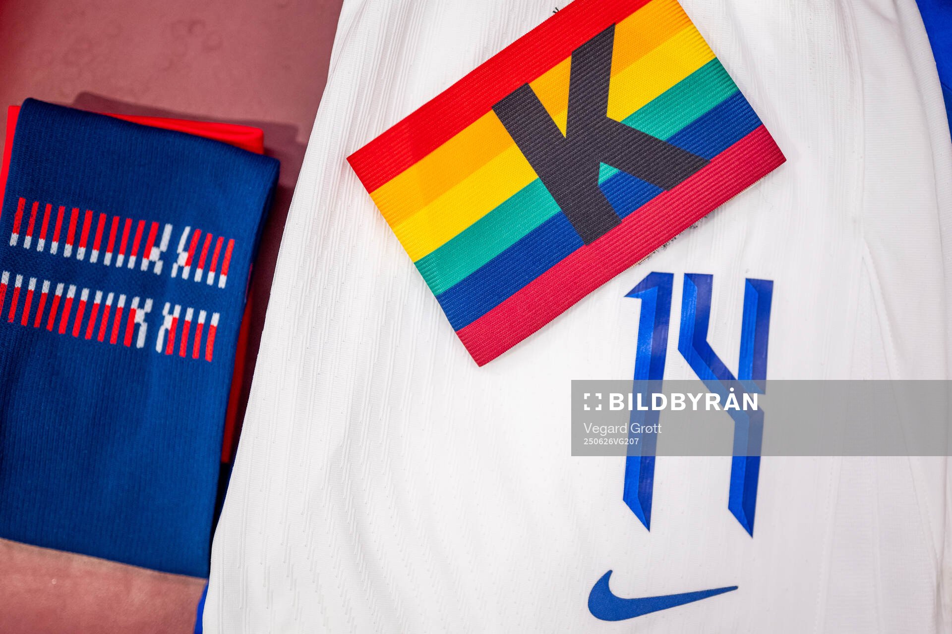 The captains’ armband of Ada Hegerberg of Norway in the