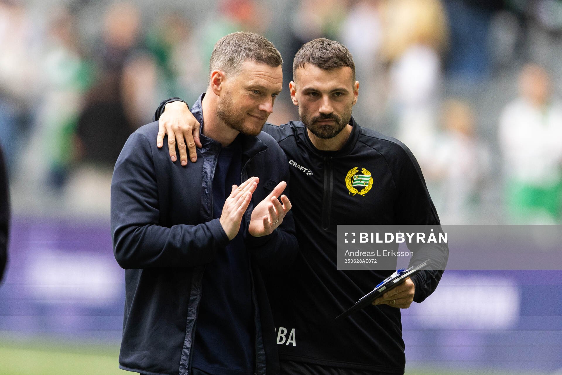 Hammarbys tränare Kim Hellberg och målvaktstränare Dusan