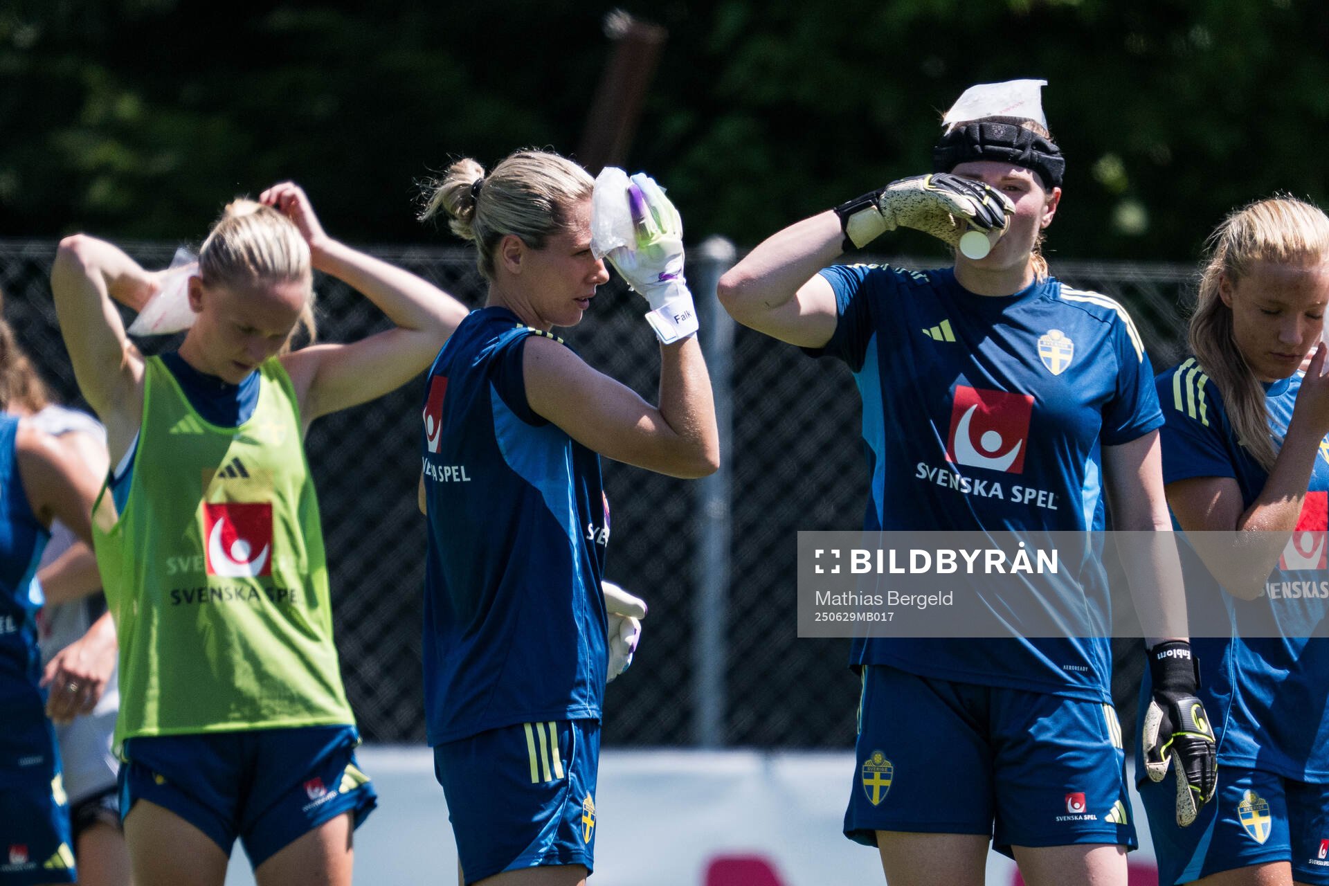 Goalkeeper Jennifer Falk and Goalkeeper Tove Enblom of the