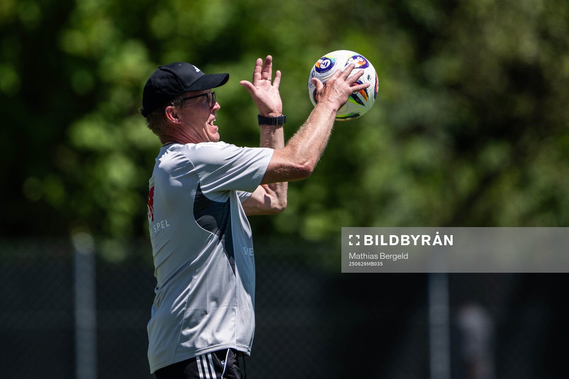 Goalkeeper coach Leif Troedsson of the Swedish women's