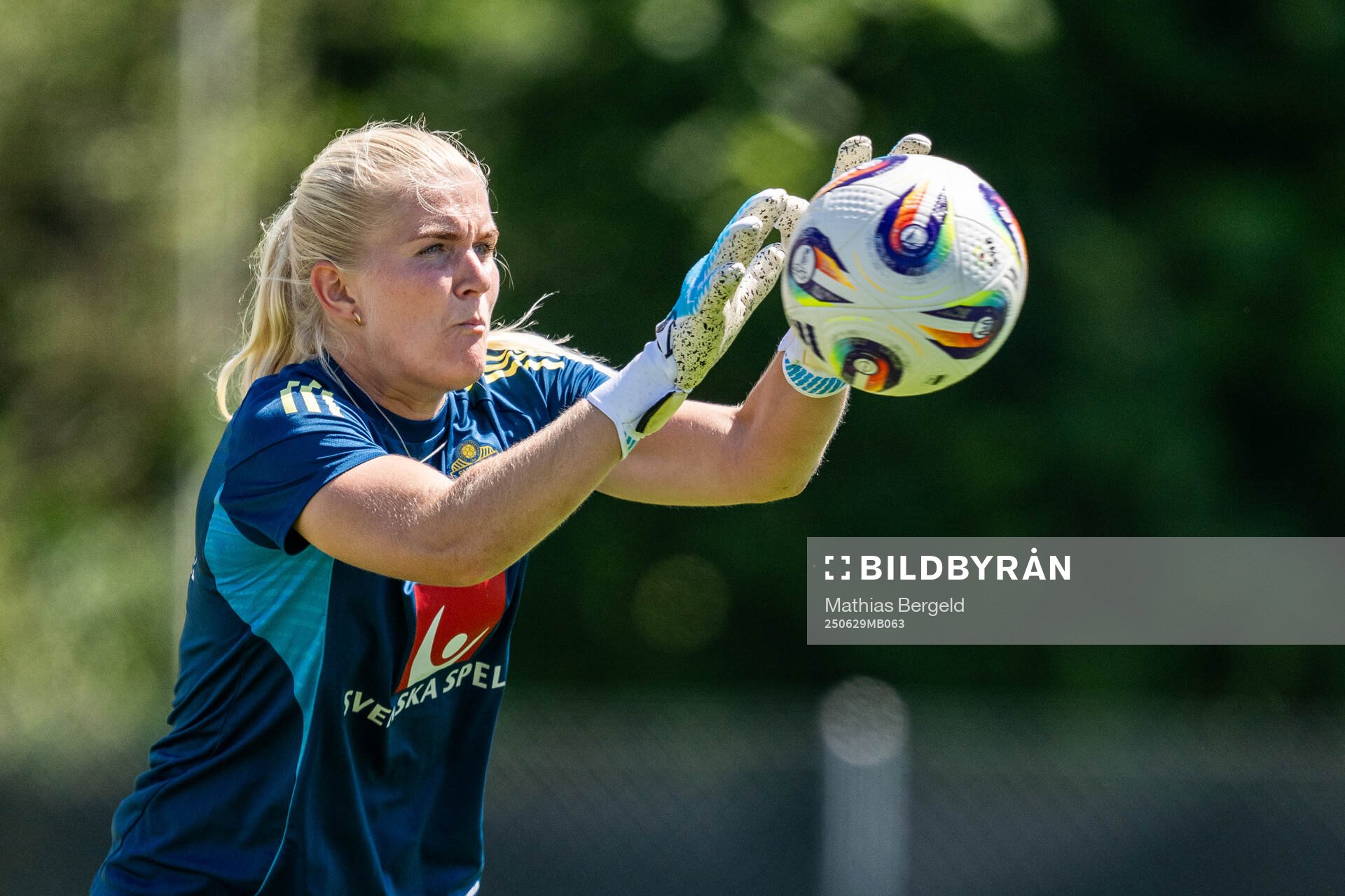 Goalkeeper Emma Holmgren of the Swedish women's national
