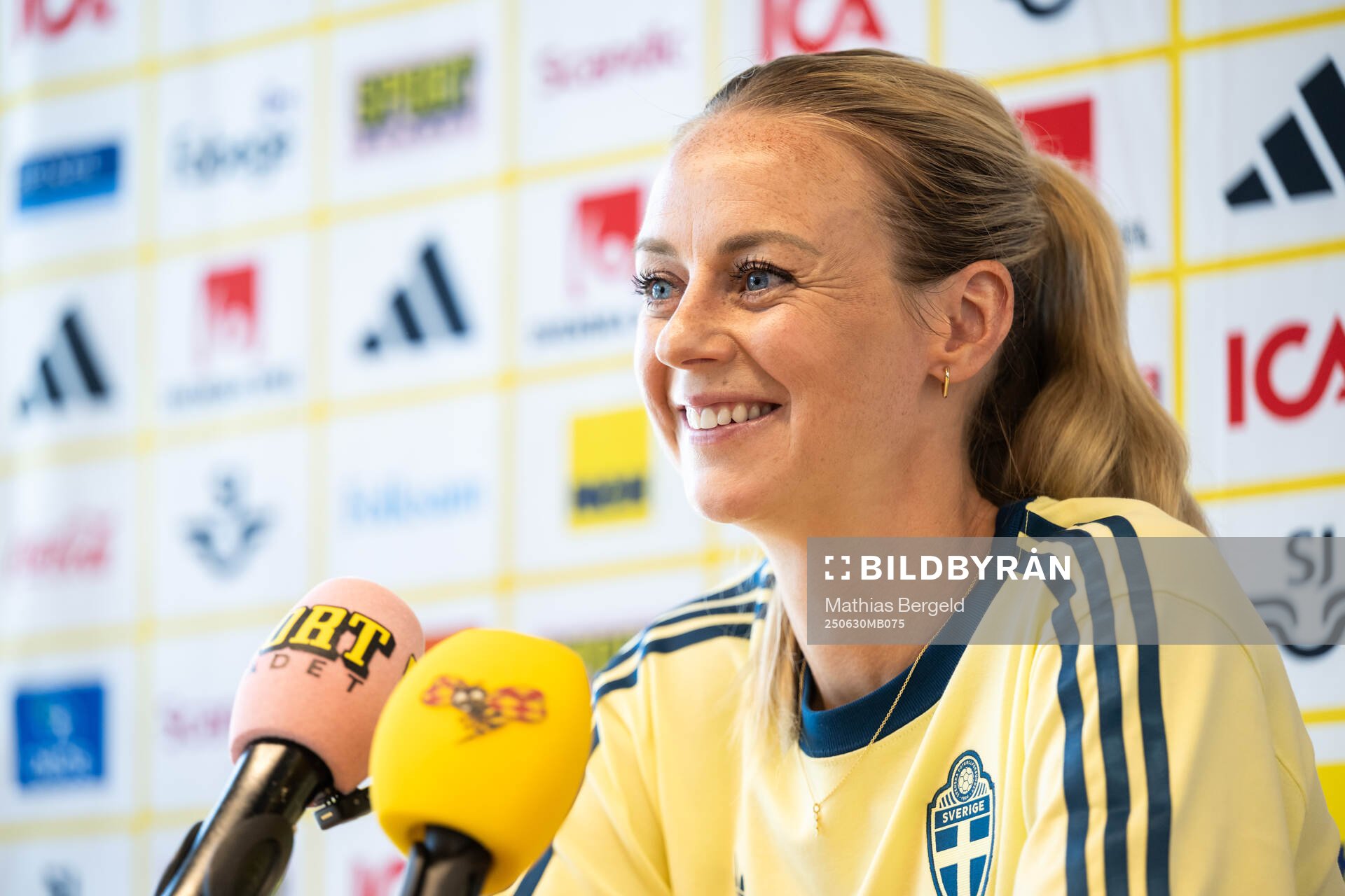 of the Swedish women's national football team at a press