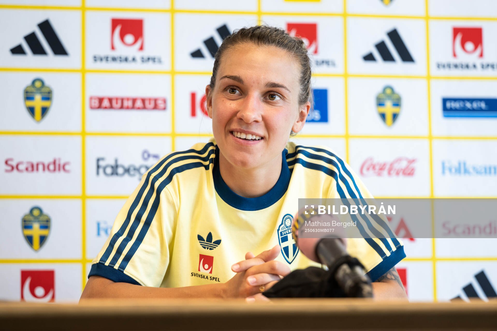 of the Swedish women's national football team at a press