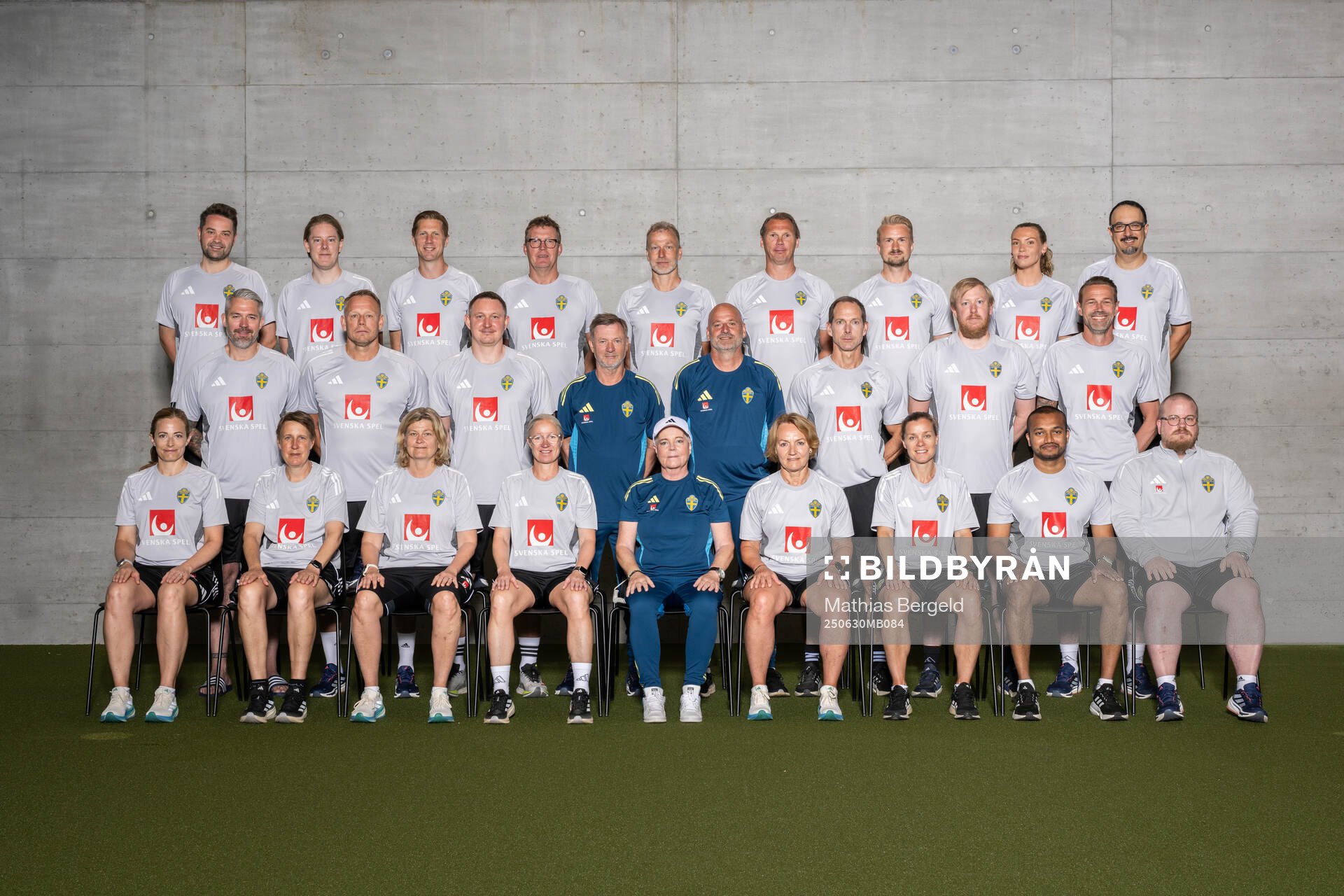 Staff of the Swedish women's national football team poses