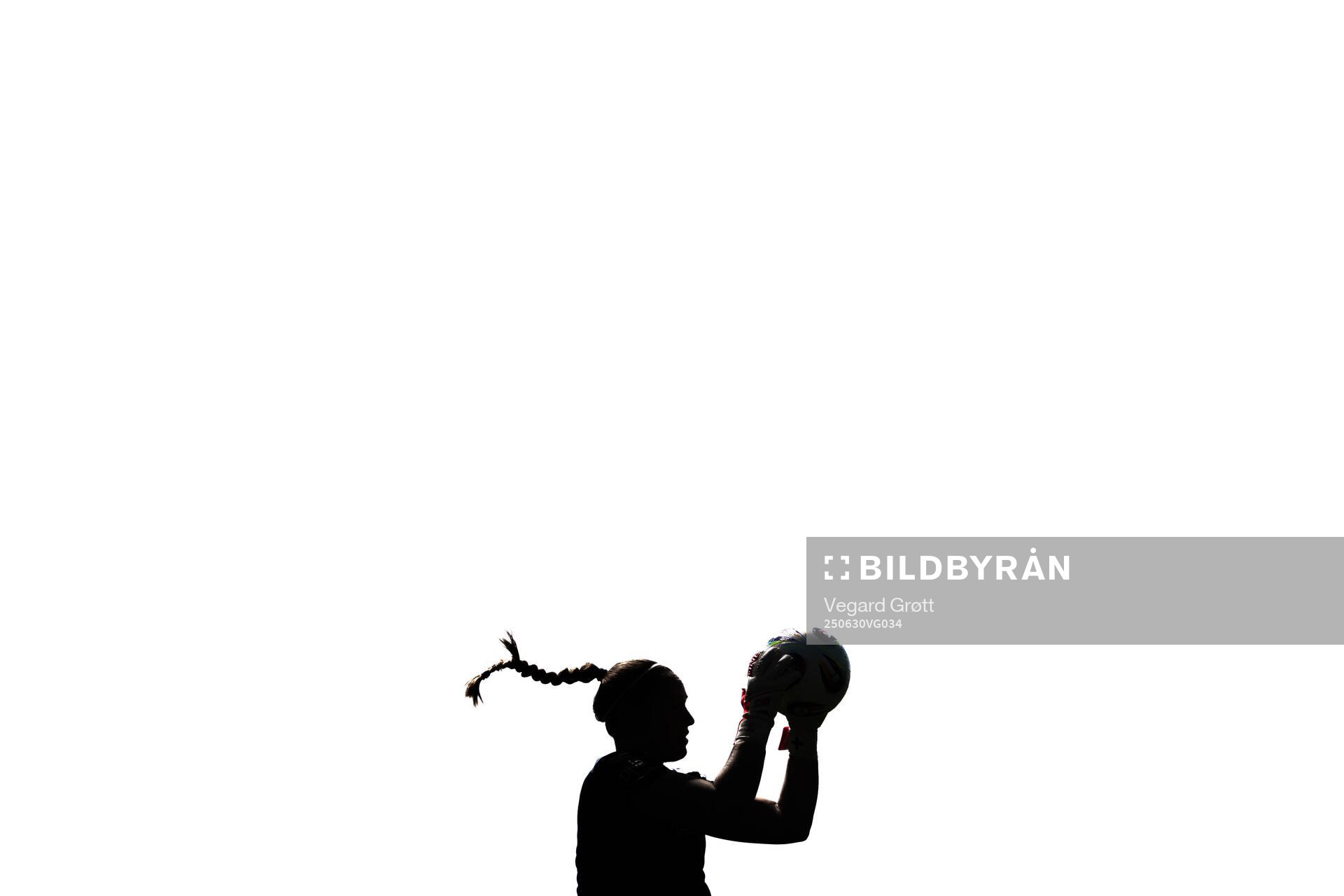 The silhouette of goalkeeper Aurora Mikalsen of the