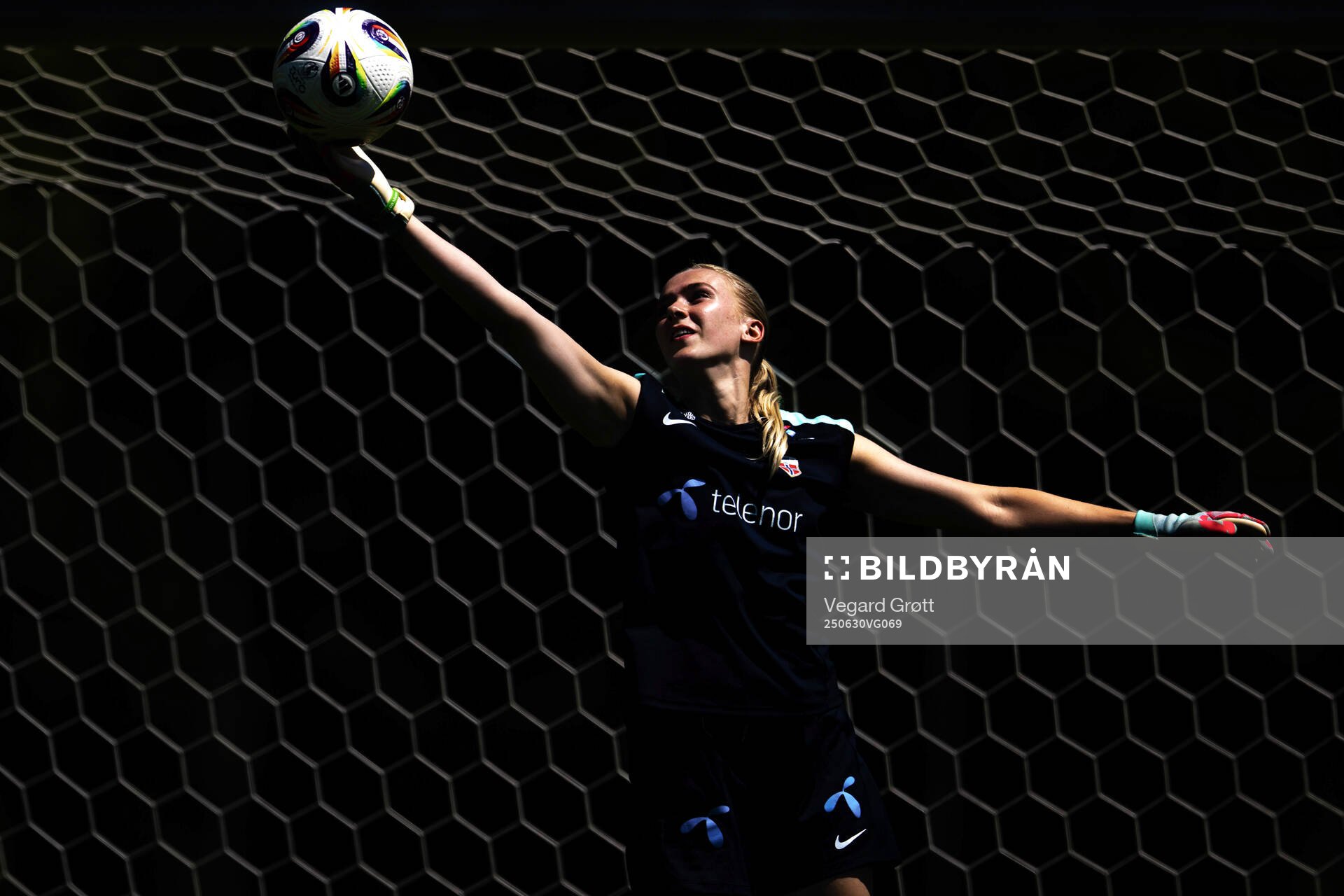 Goalkeeper Selma Panengstuen of the Norwegian women's