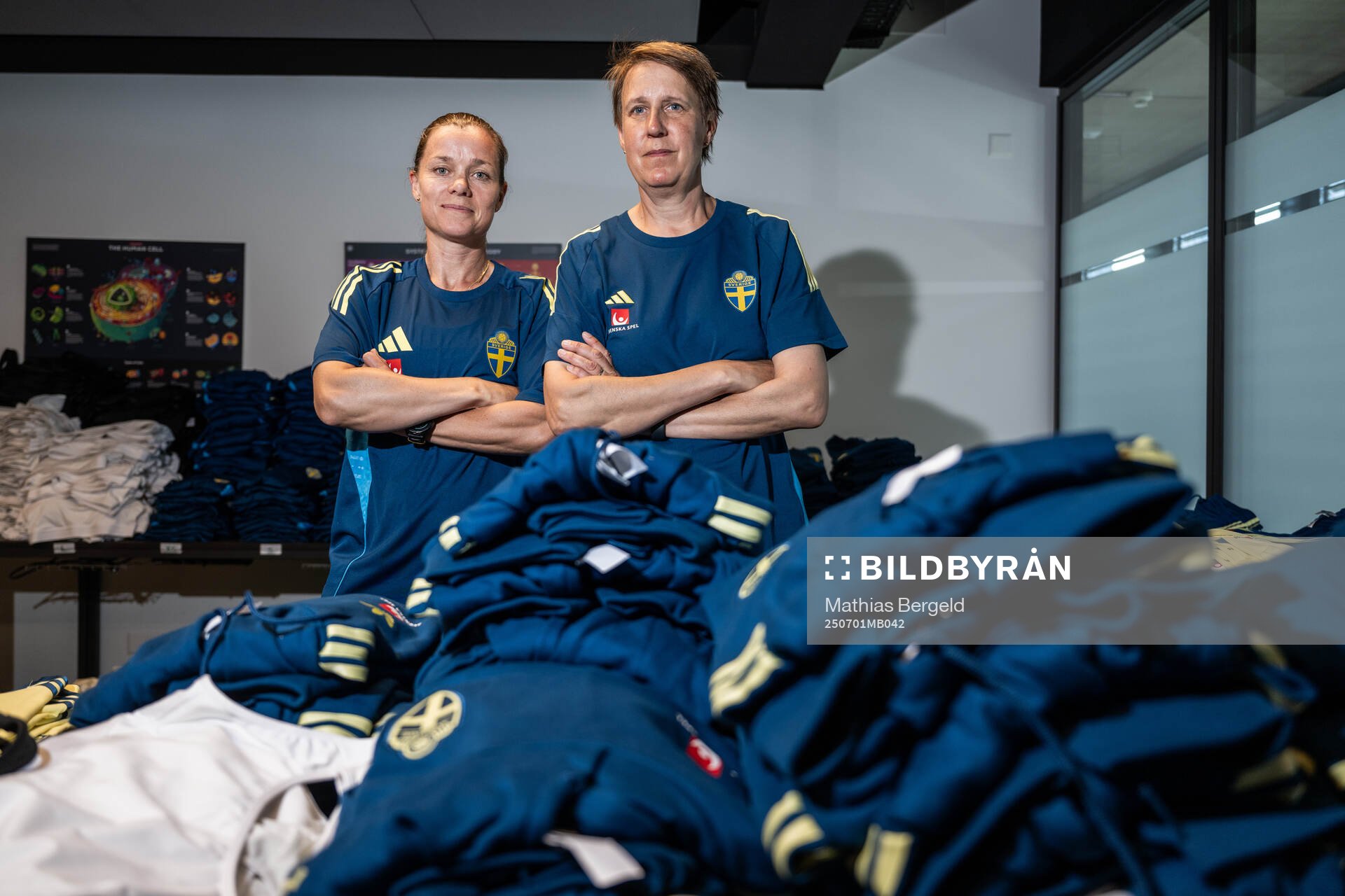 Equipment managers Sara Thunebro and Jessica Karlsson of
