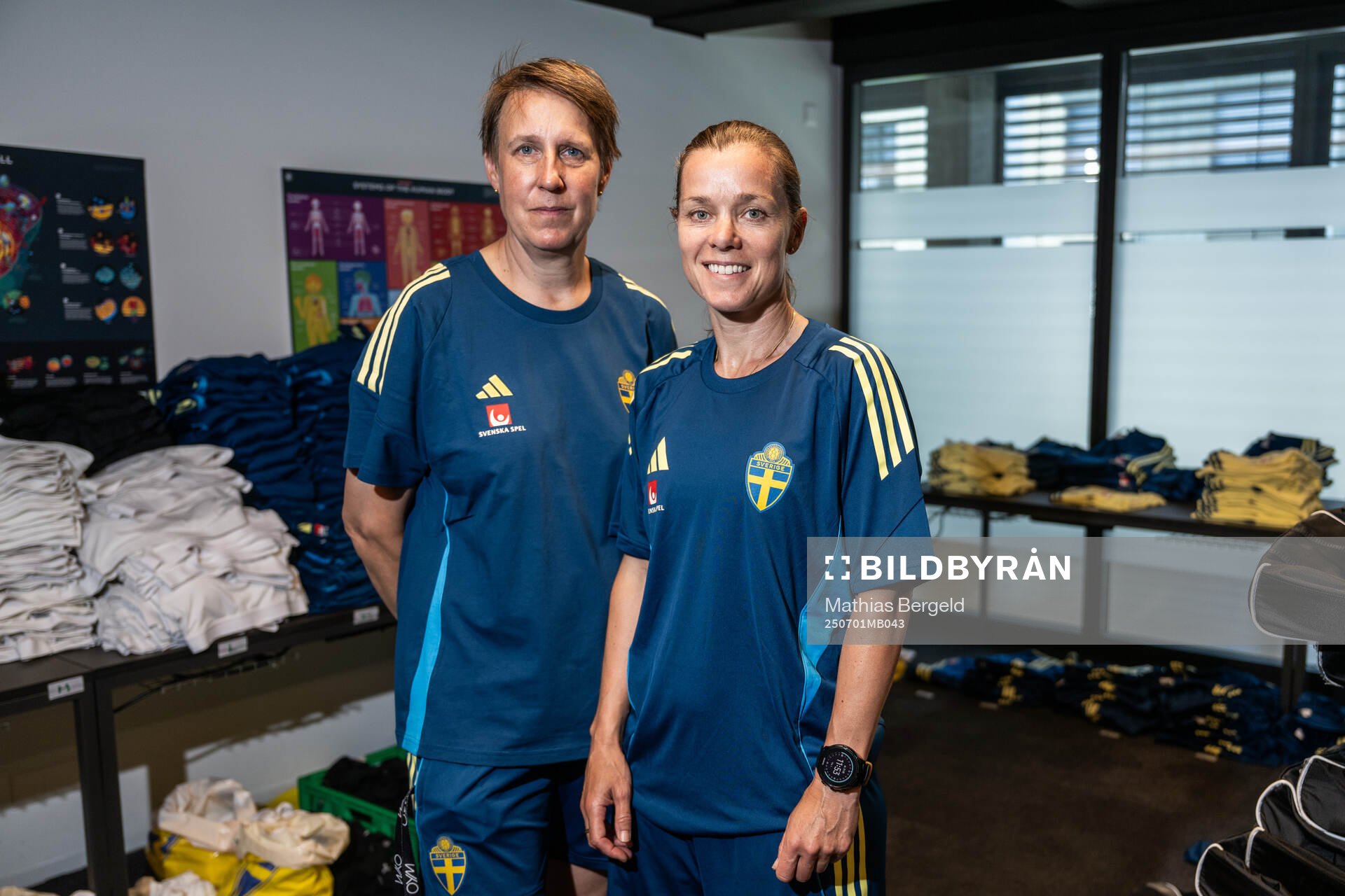 Equipment managers Jessica Karlsson and Sara Thunebro of