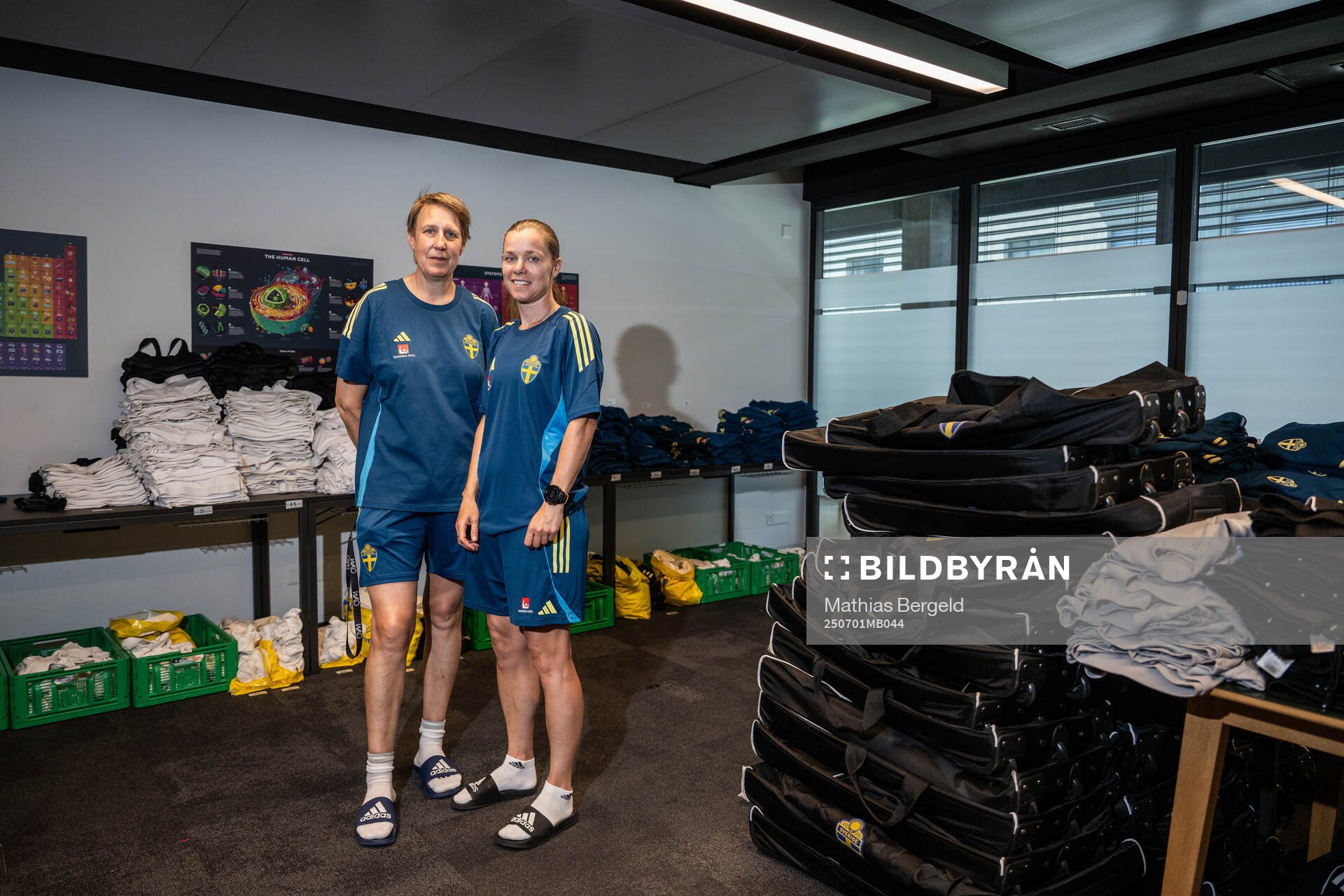 Equipment managers Jessica Karlsson and Sara Thunebro of