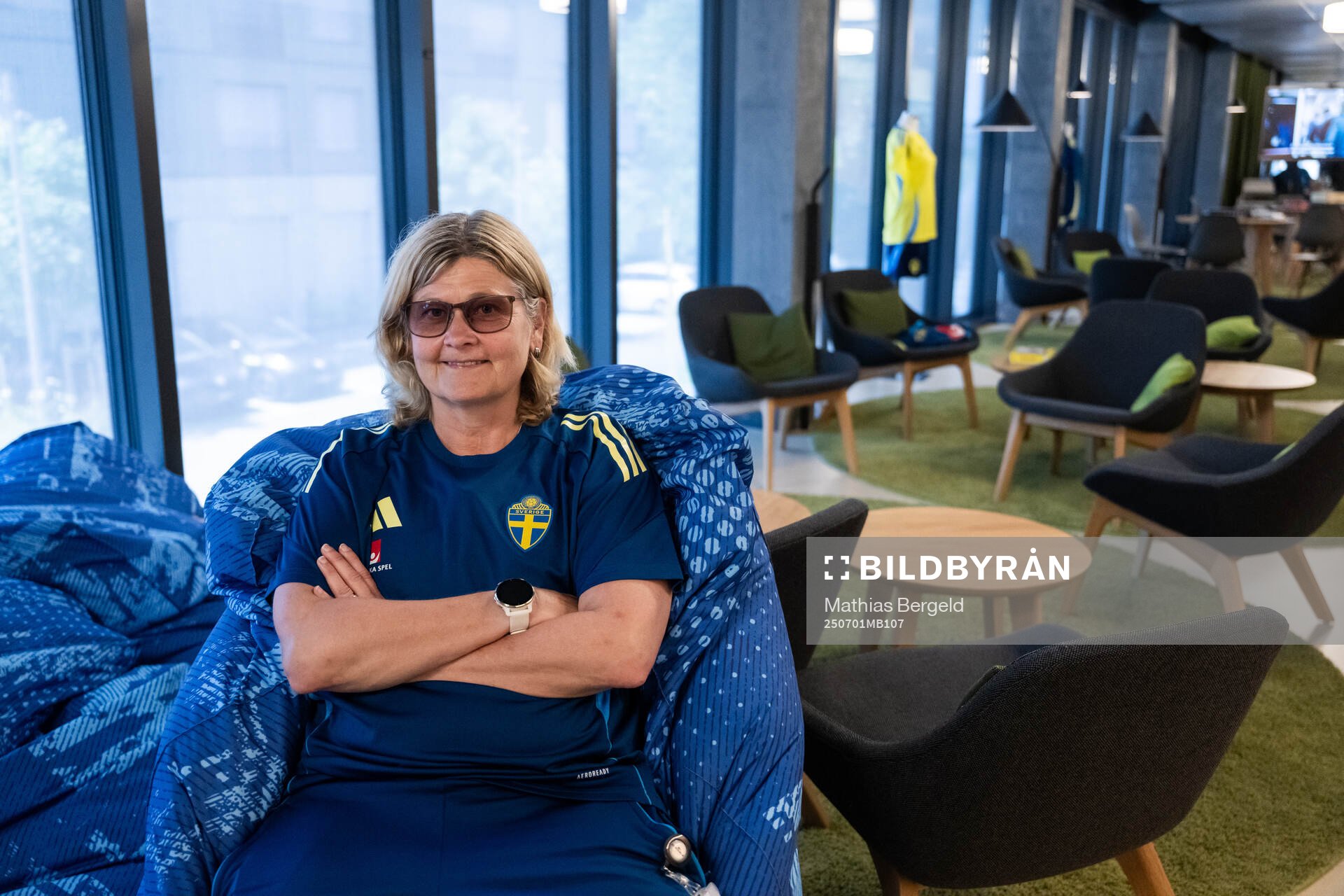 Press officer Rebecka Schelin in the players lounge at a