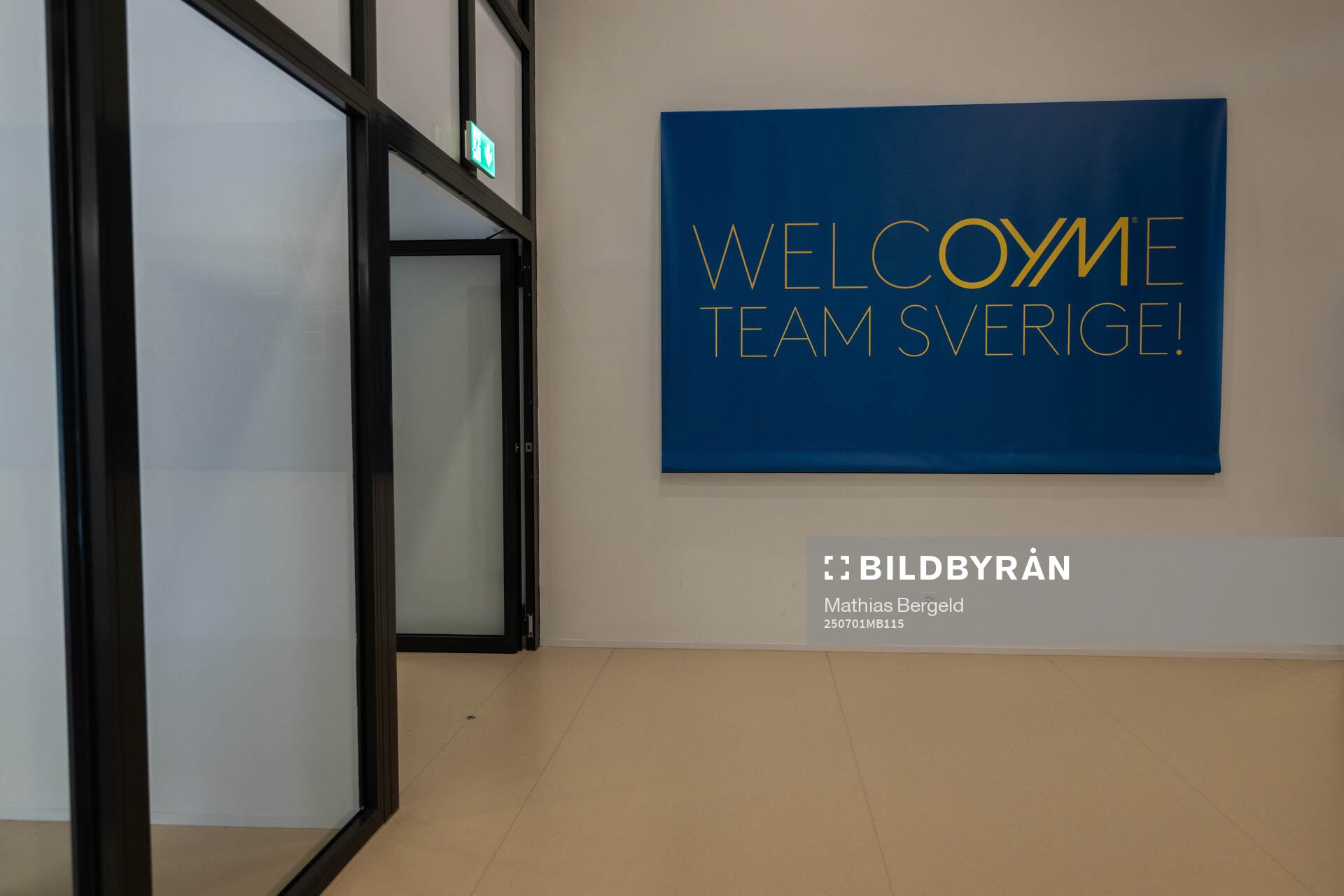A sign that welcomes the team seen at a walk around at OYM