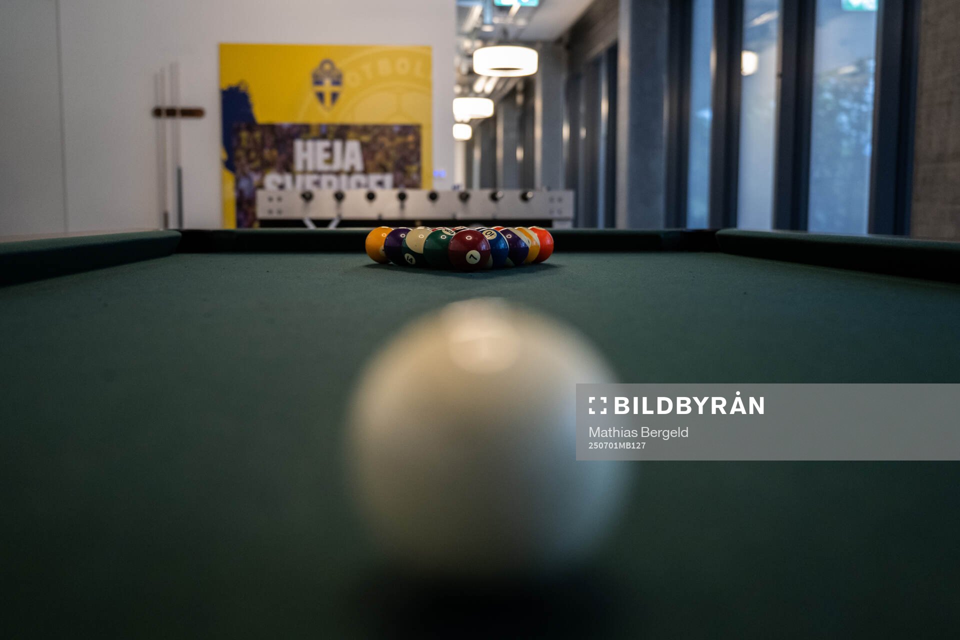 A pool table is seen at a walk around at OYM the base camp