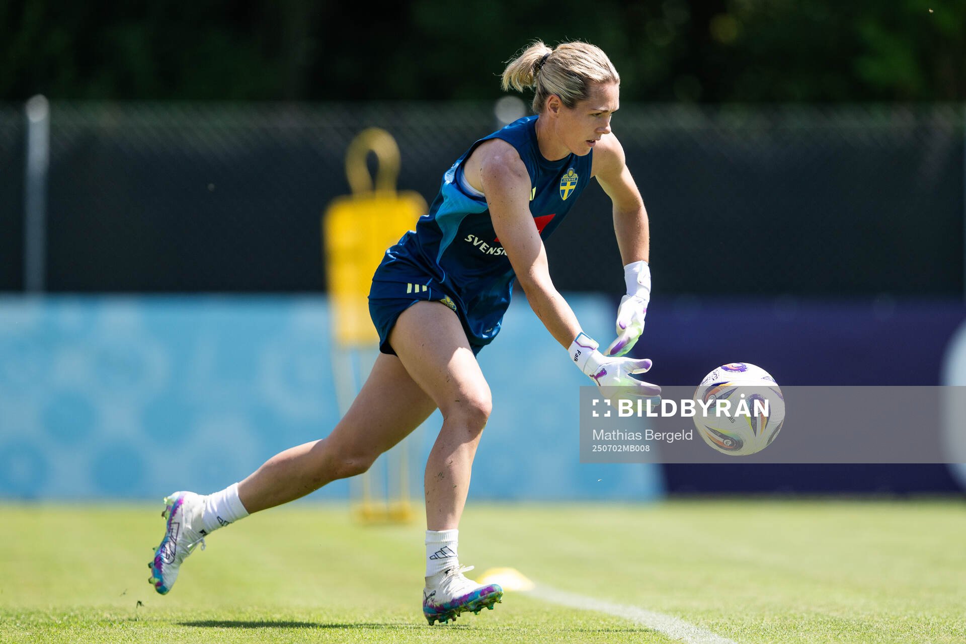 Goalkeeper Jennifer Falk of the Swedish women's national